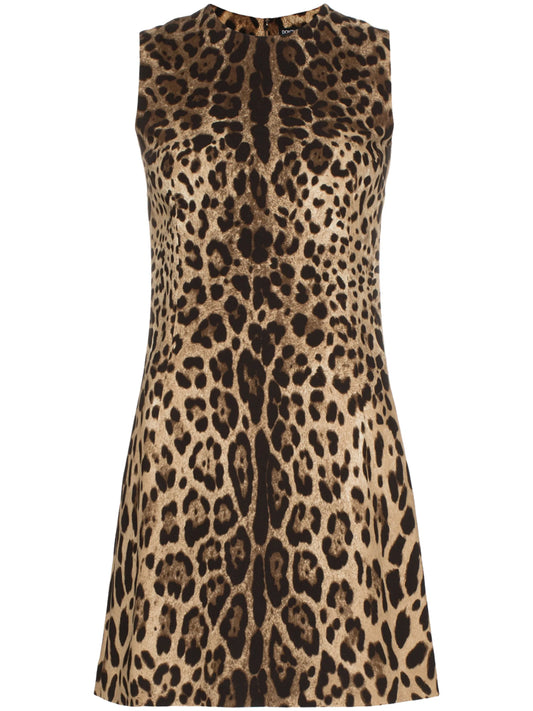 leopard-print A-line minidress
