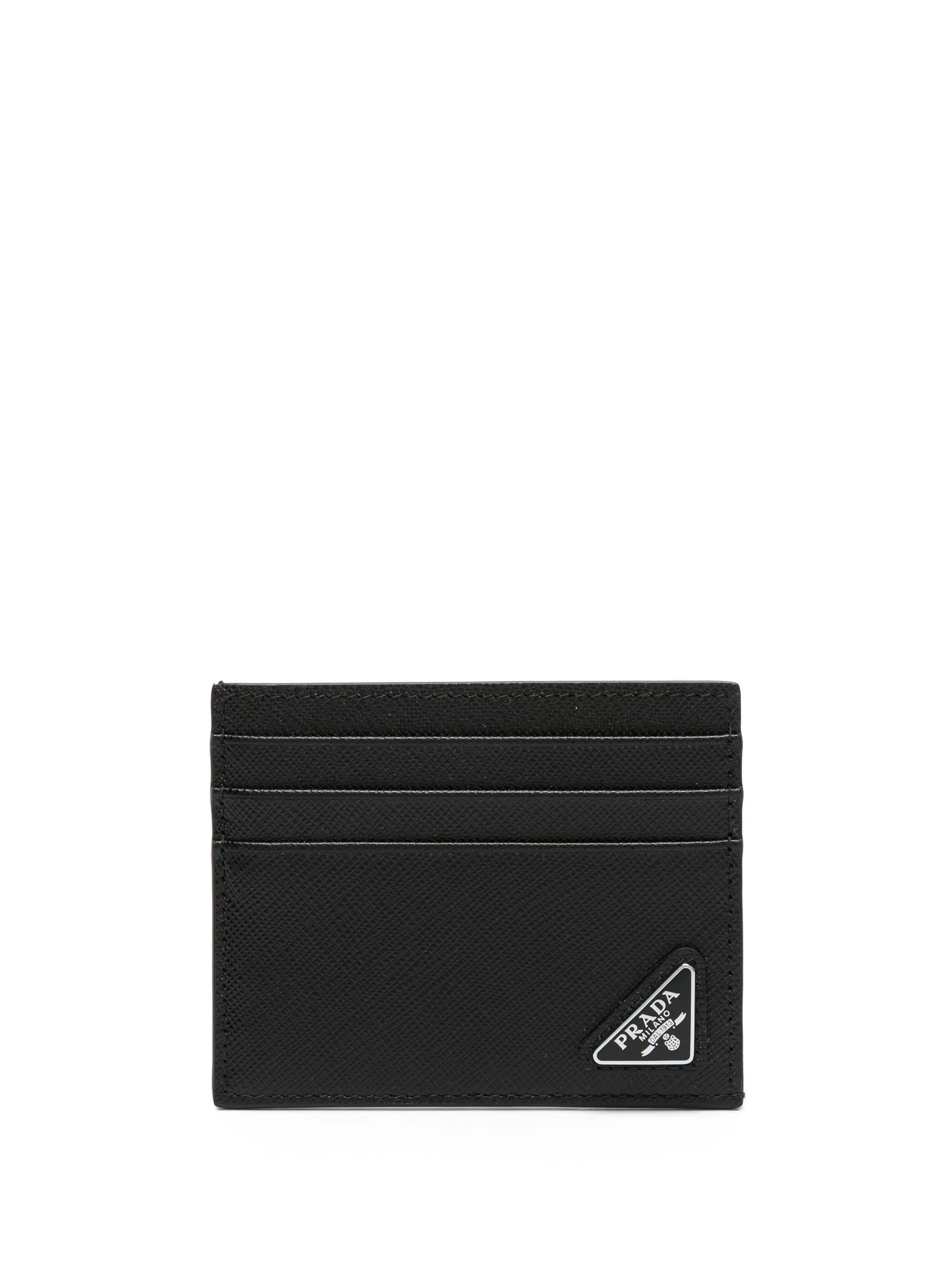 logo-plaque leather card holder