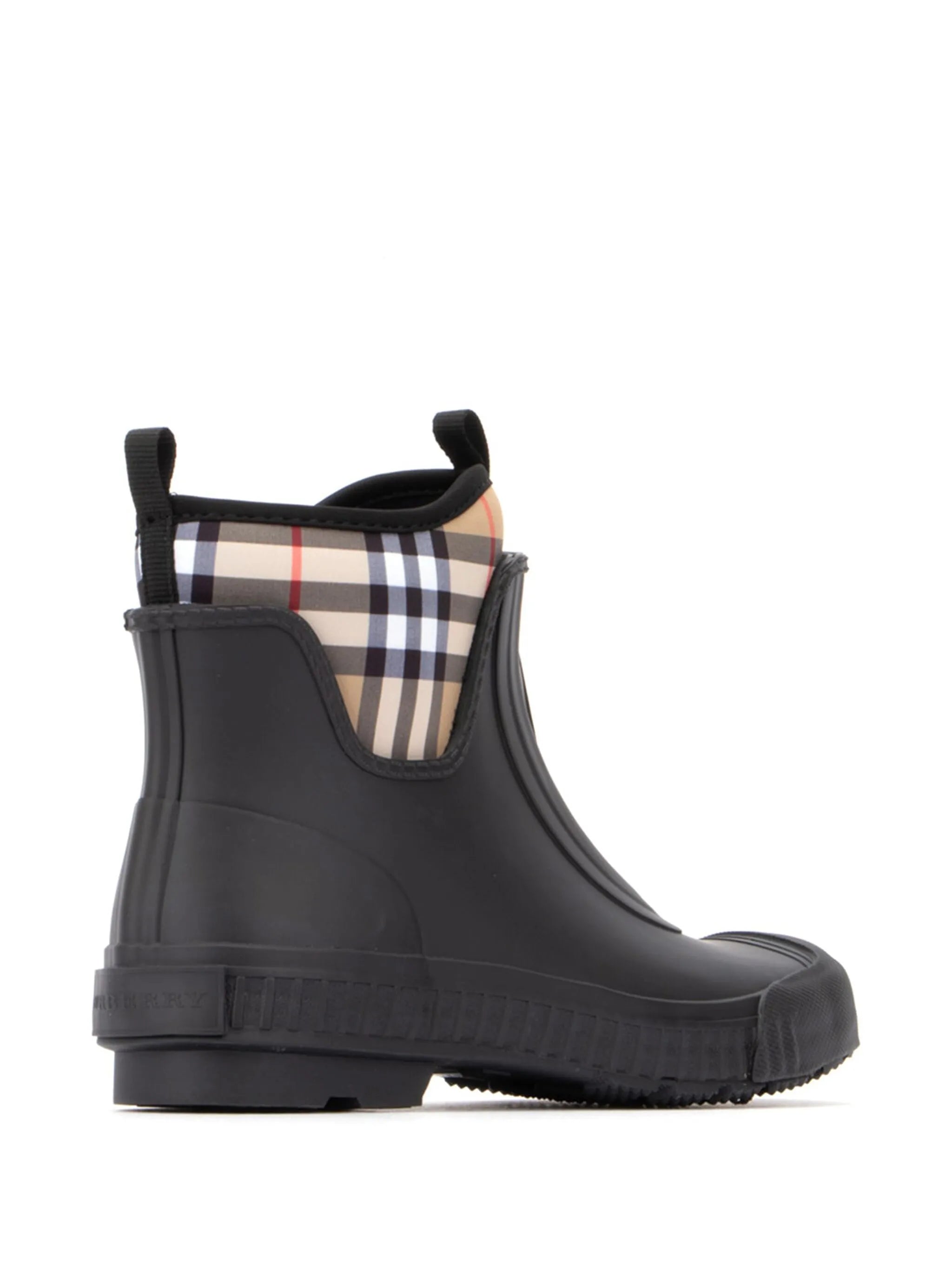 Vintage check neoprene and rubber rain boots