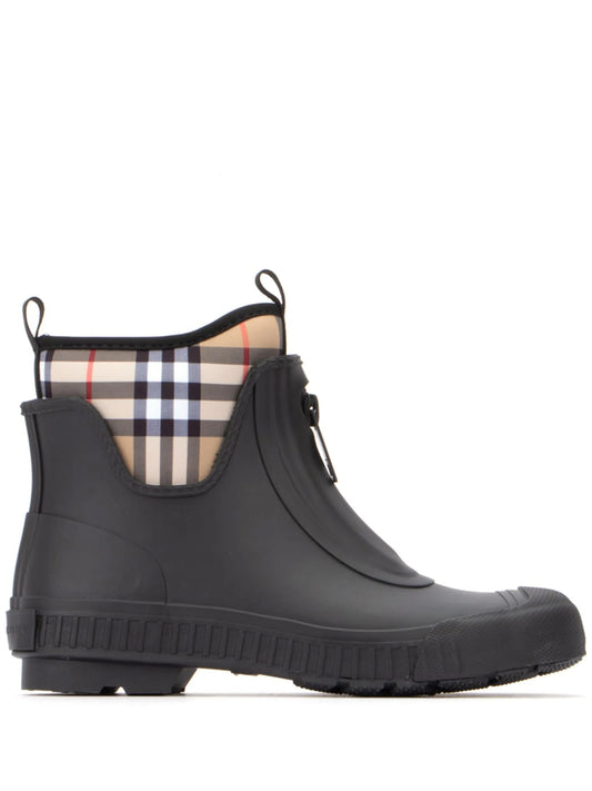 Vintage check neoprene and rubber rain boots