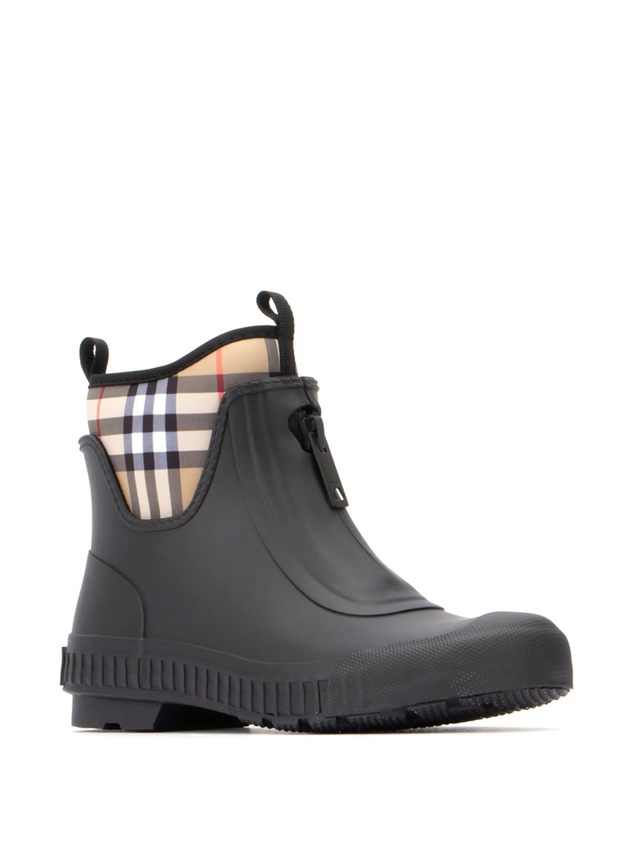 Vintage check neoprene and rubber rain boots