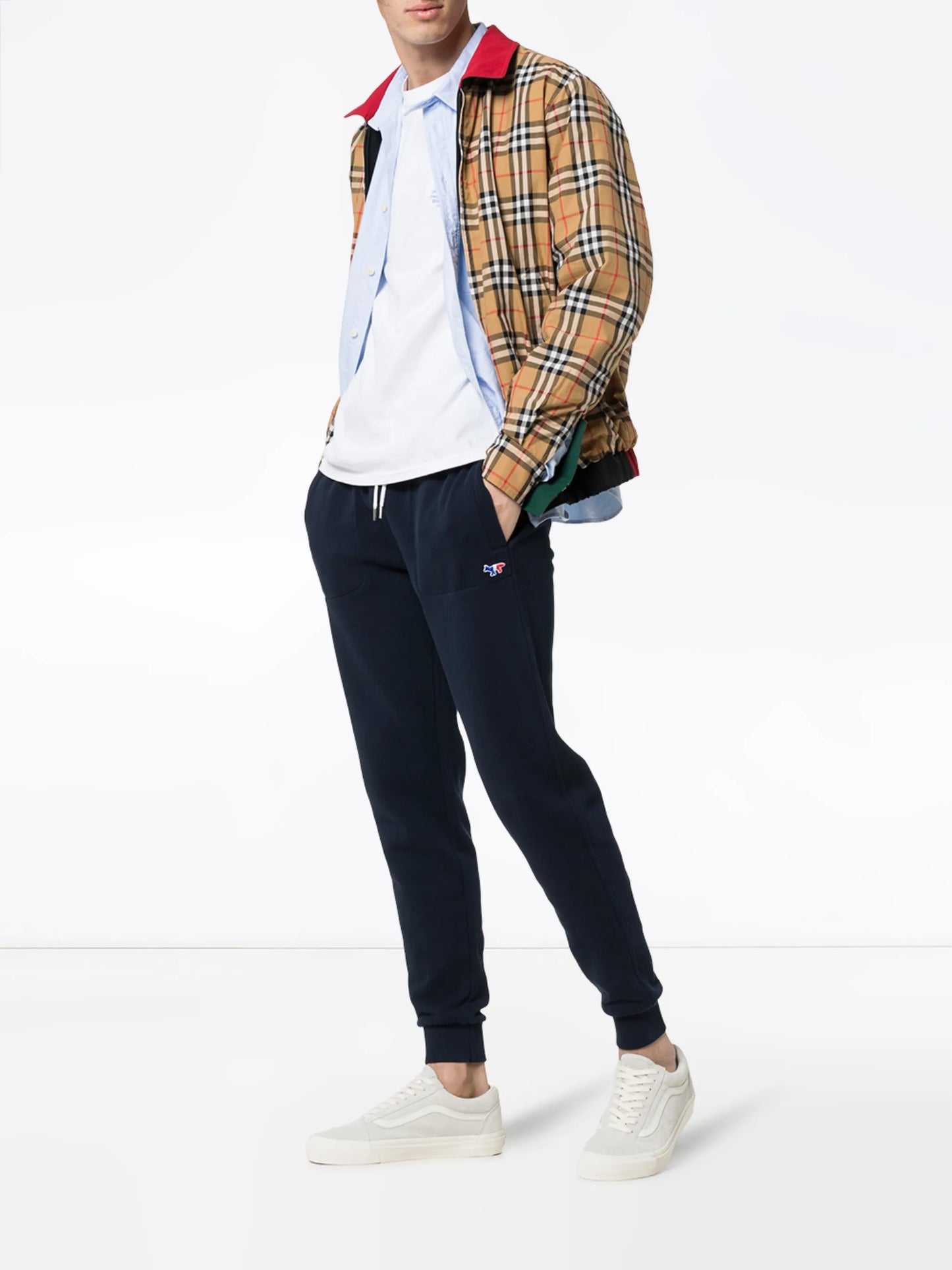tricolour fox patch cotton track pants