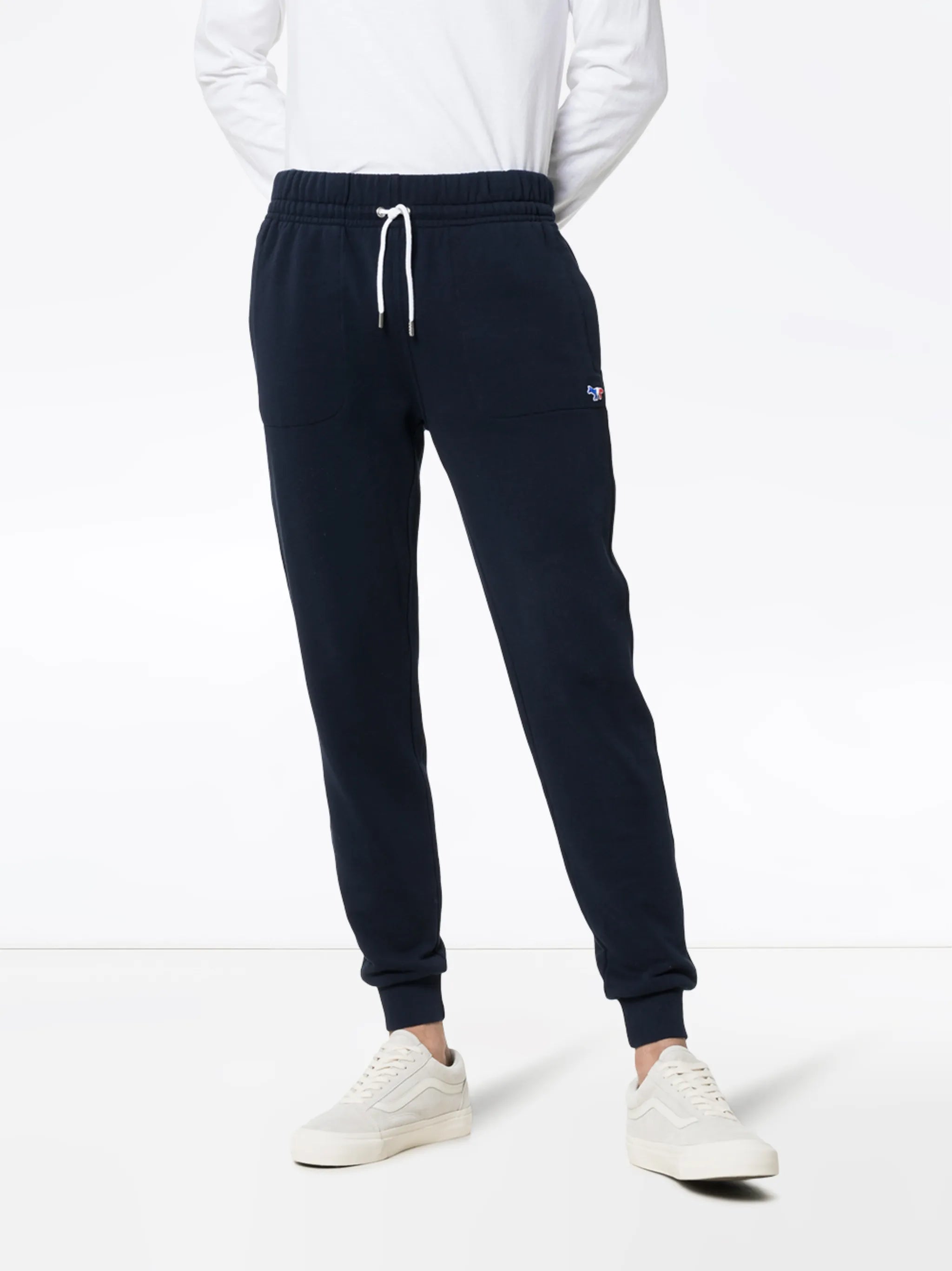 tricolour fox patch cotton track pants