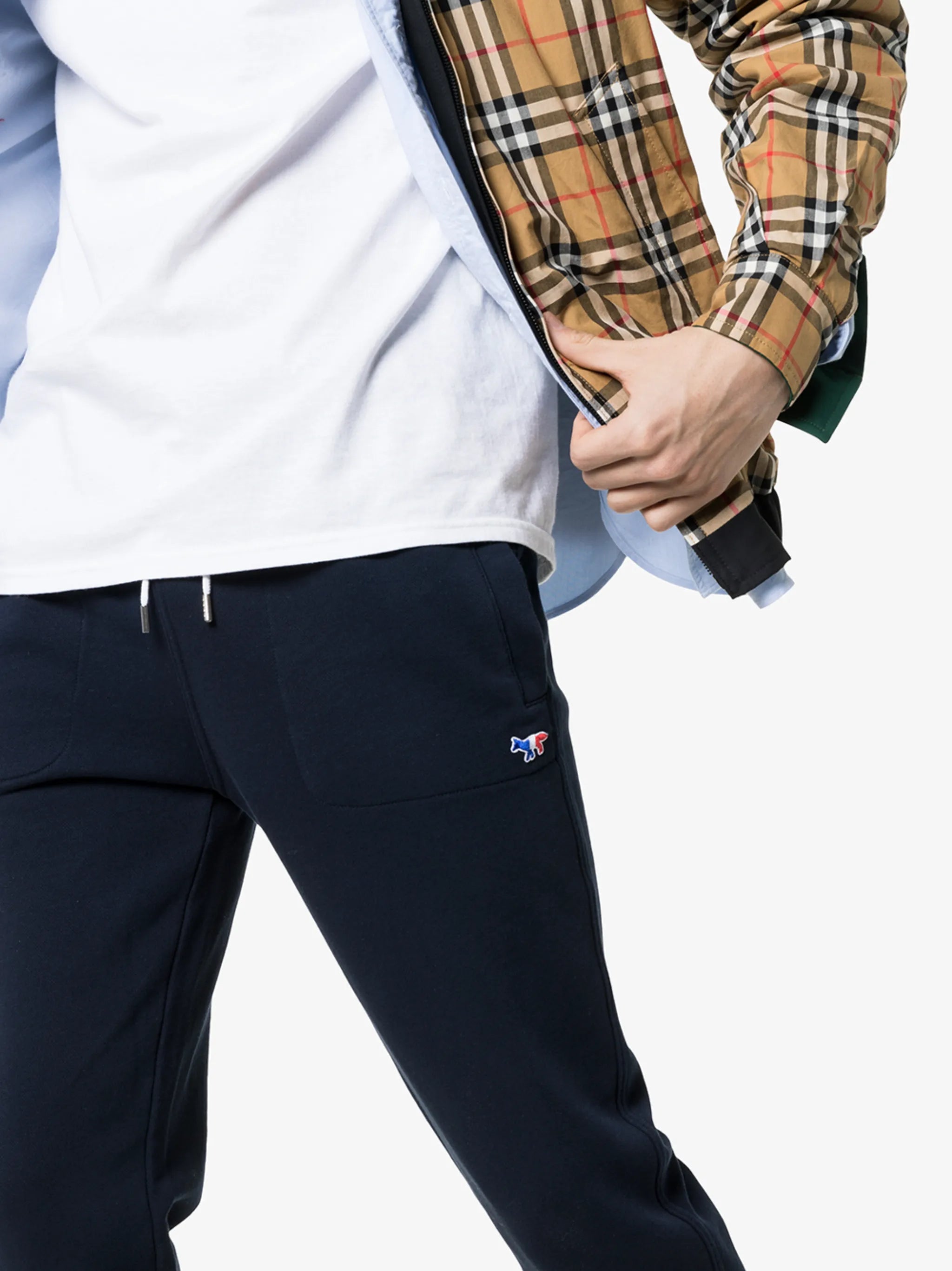 tricolour fox patch cotton track pants