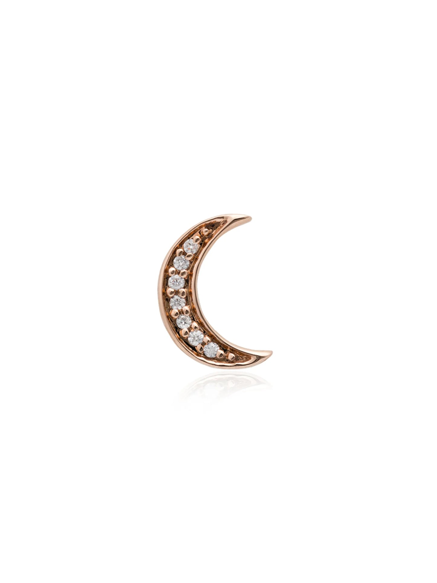 14K rose gold Crescent Moon diamond earring