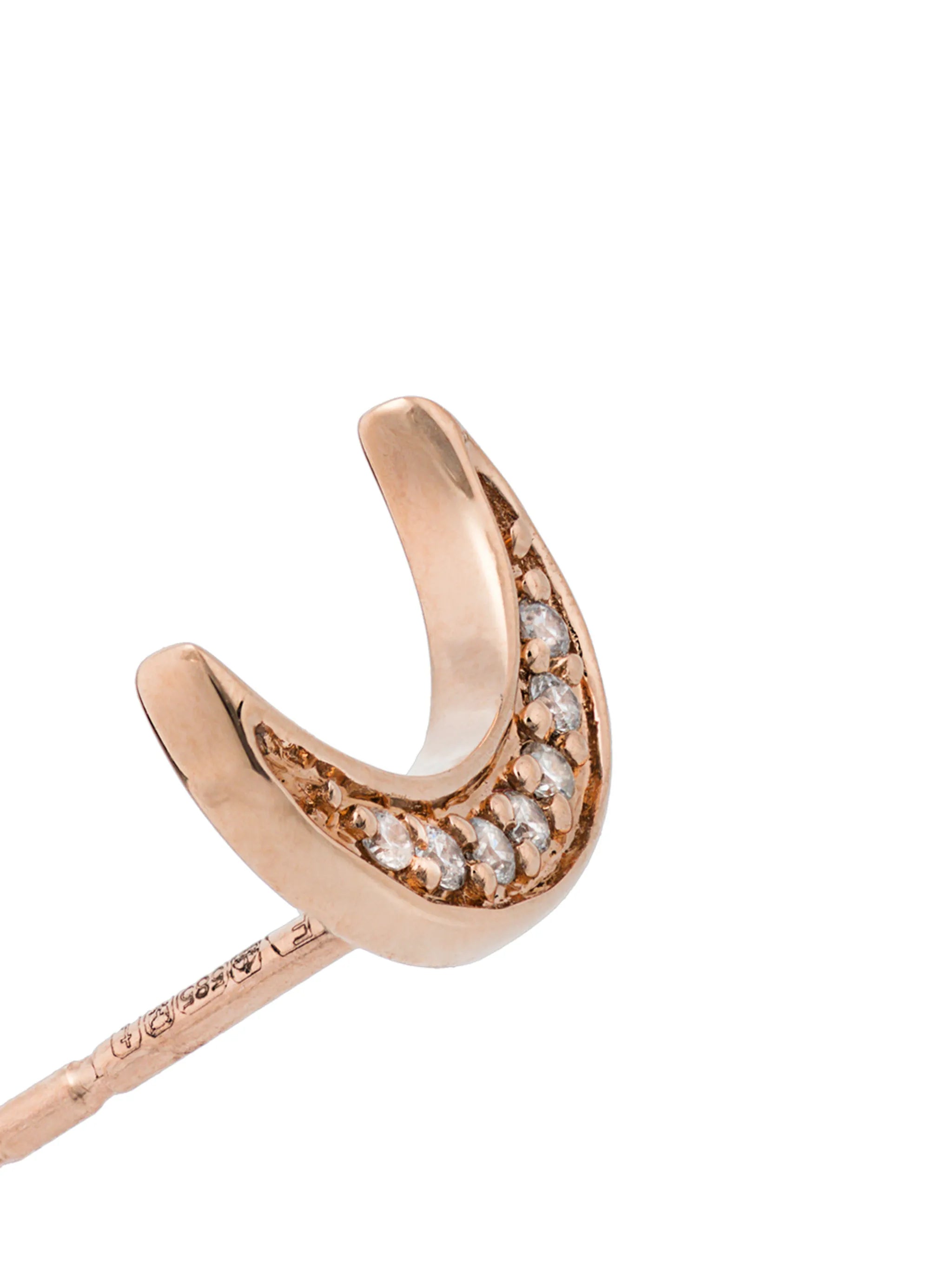 14K rose gold Crescent Moon diamond earring