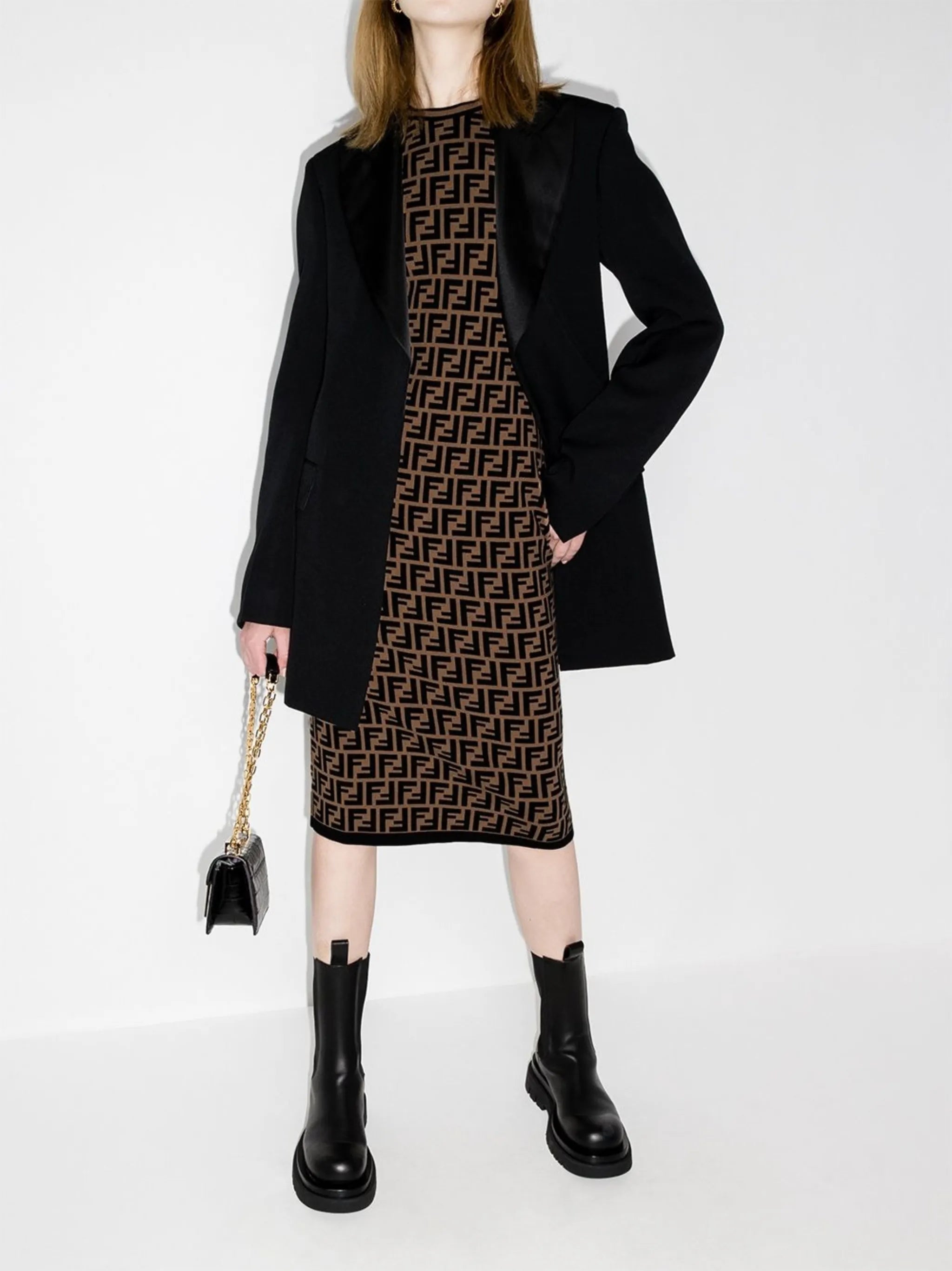 FF logo-jacquard dress