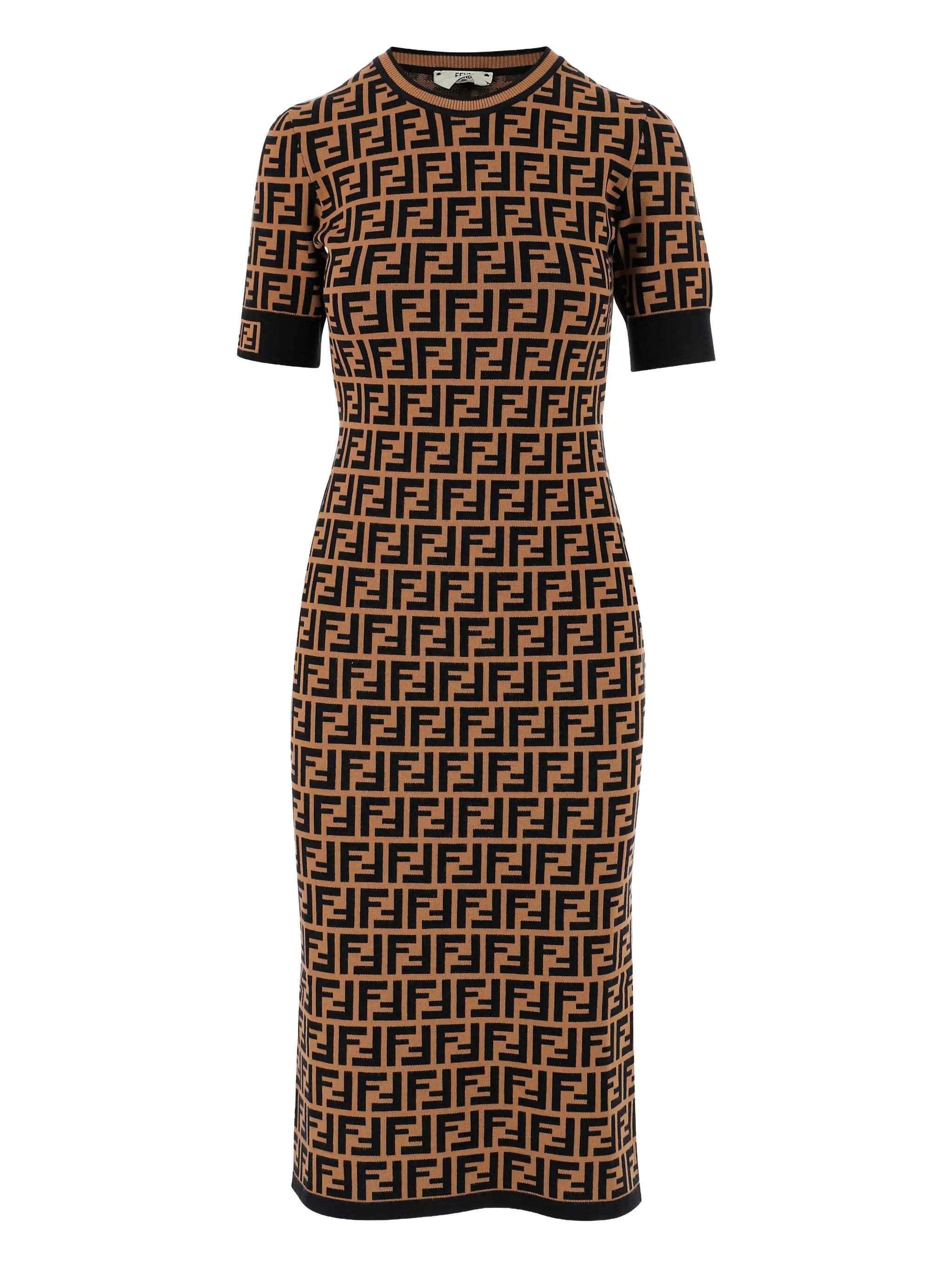 FF logo-jacquard dress