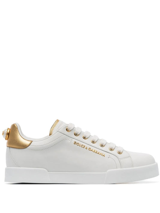 Portofino logo-tag leather sneakers