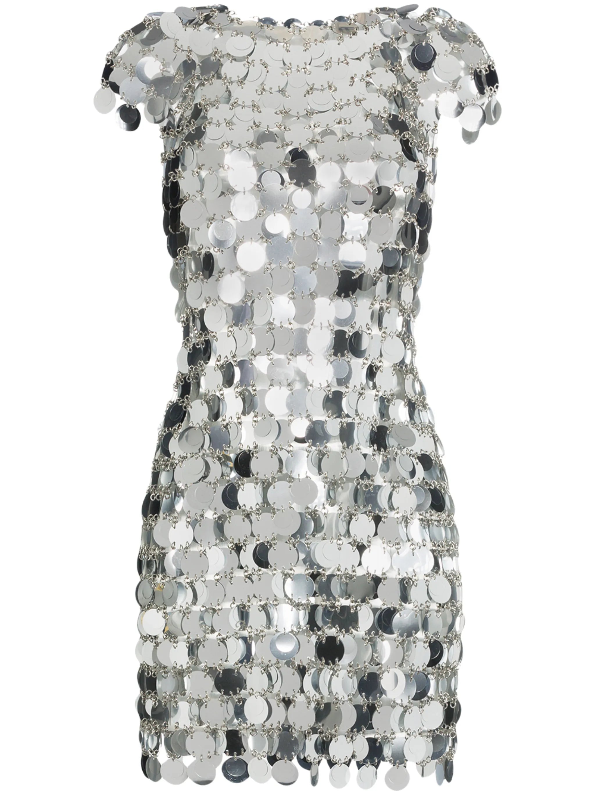 the iconic silver sparkle disc dress