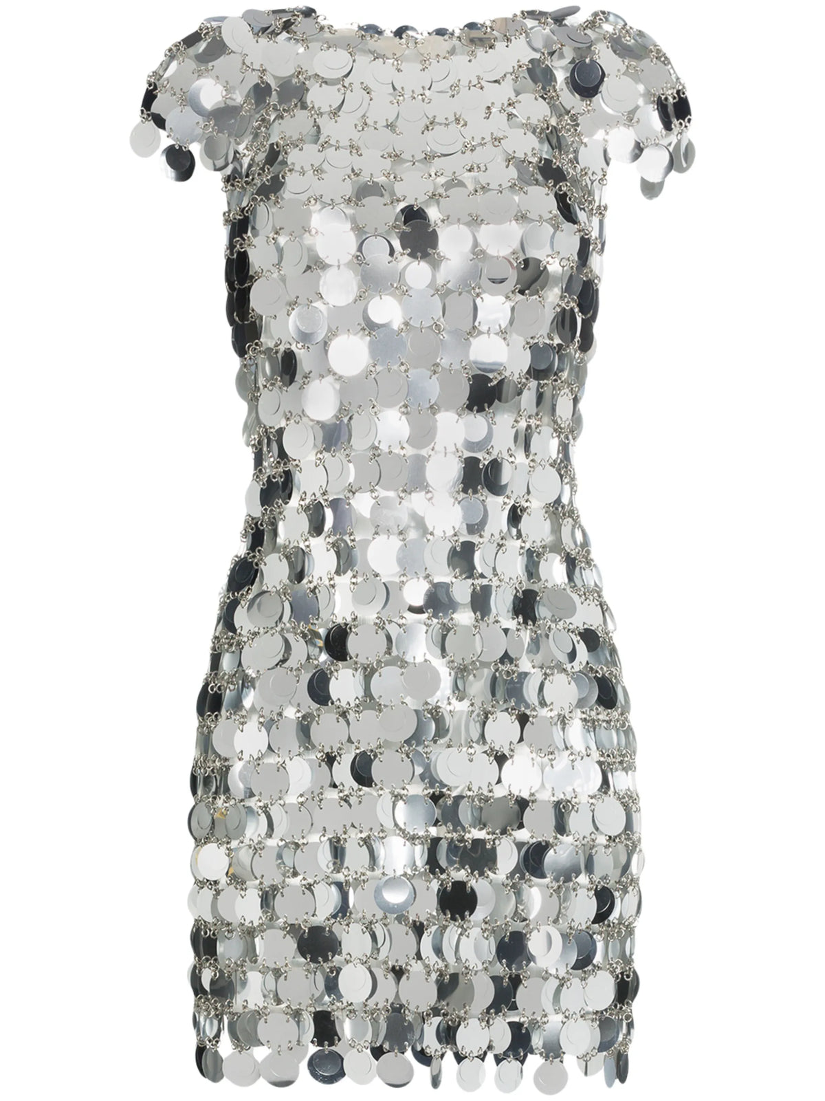 the iconic silver sparkle disc dress