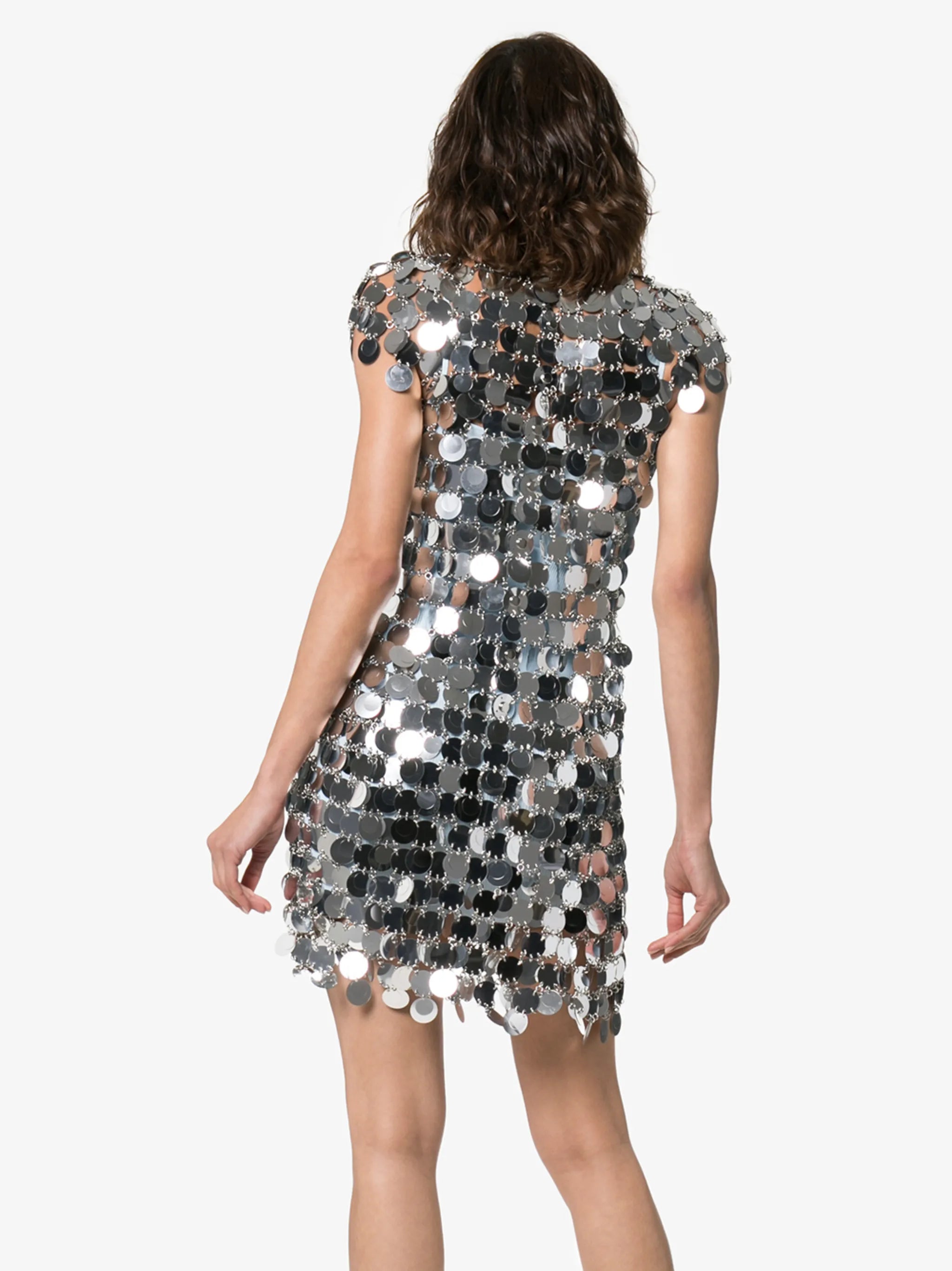the iconic silver sparkle disc dress