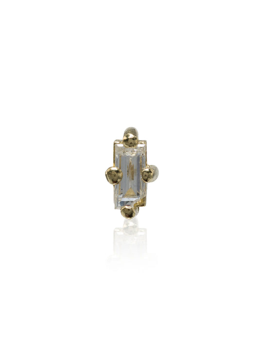 18kt yellow gold white diamond stud earring