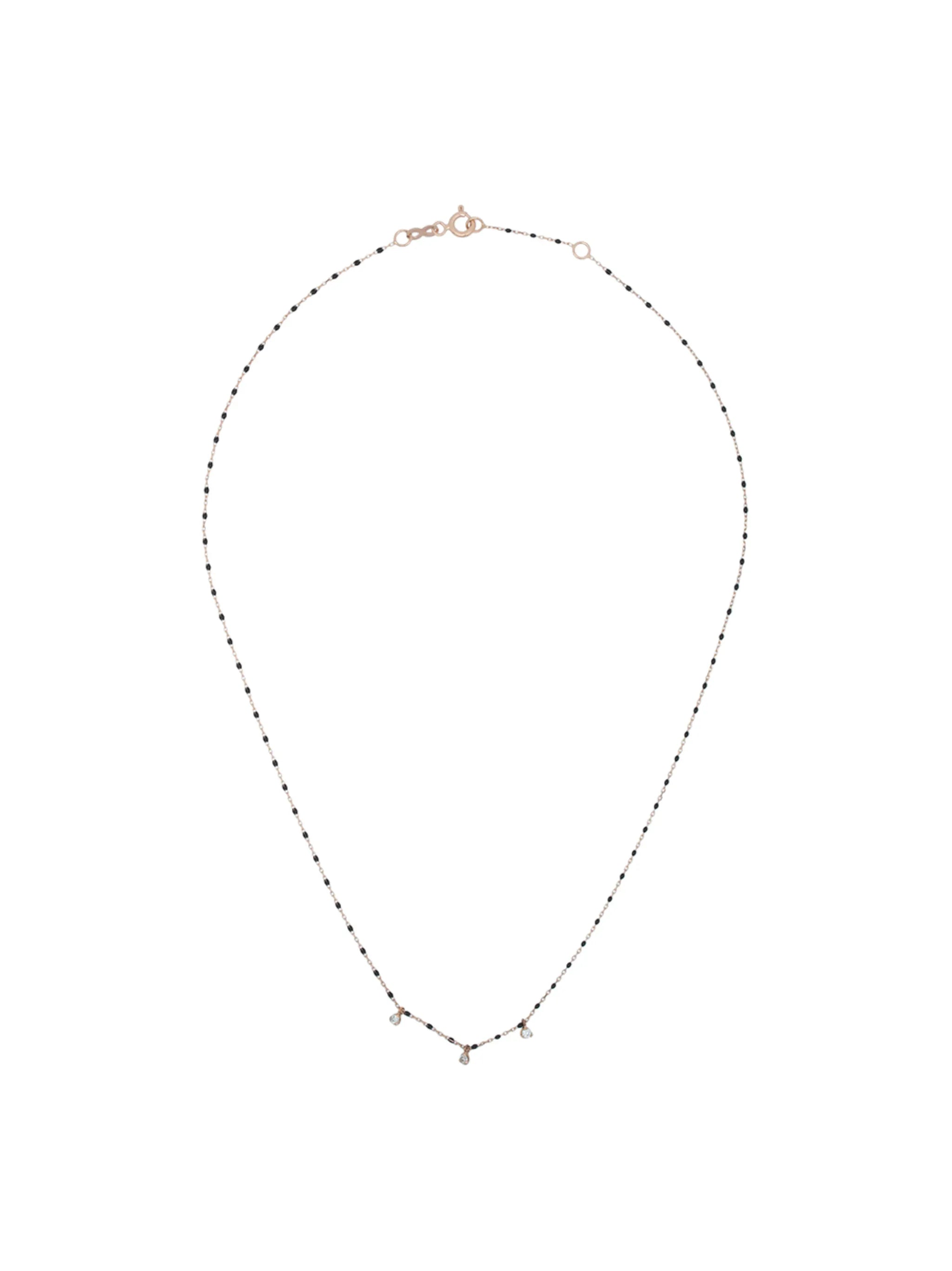 18kt gold diamond-detail beaded necklace