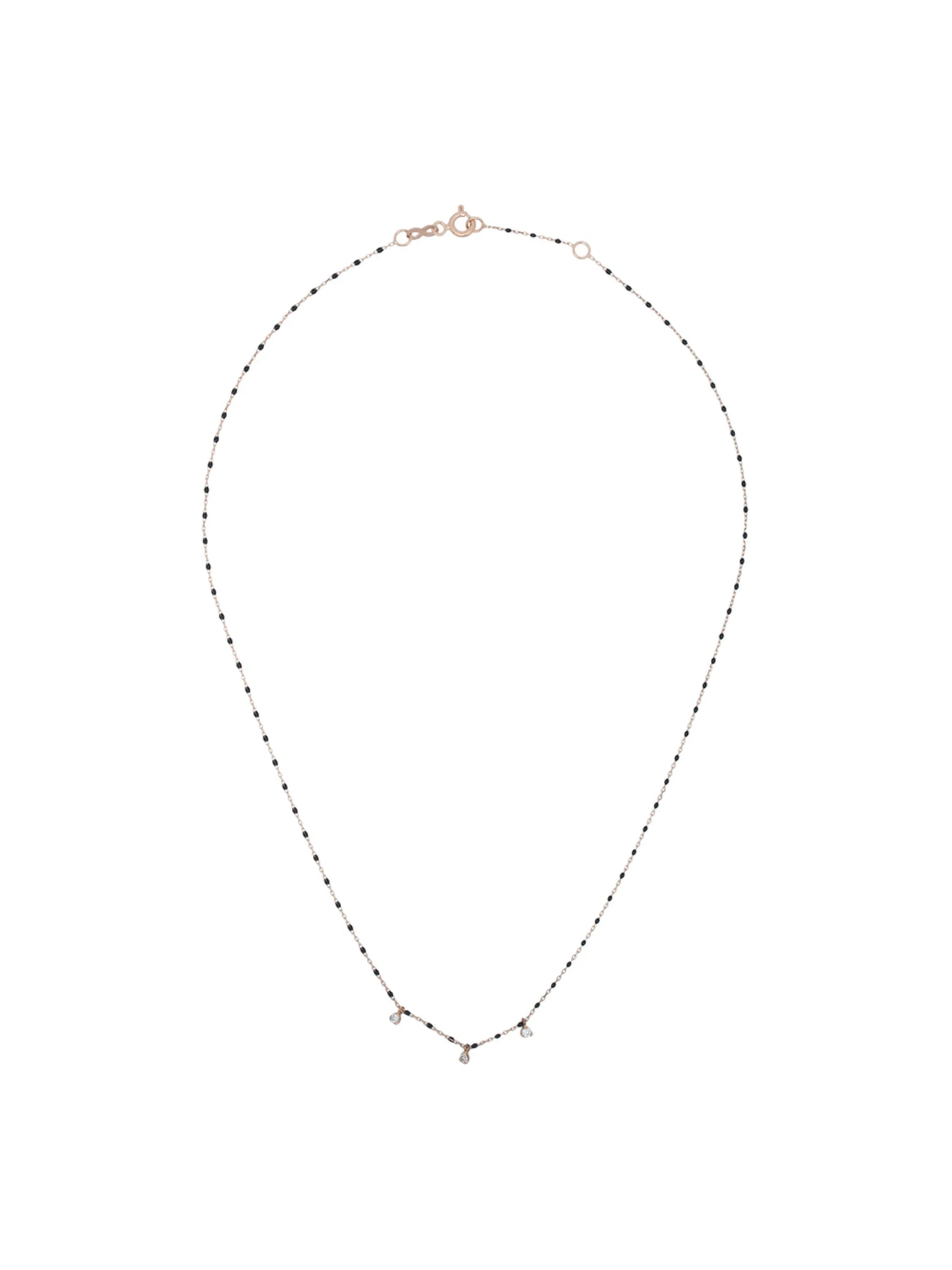 18kt gold diamond-detail beaded necklace