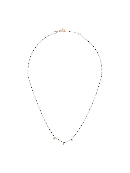 18kt gold diamond-detail beaded necklace