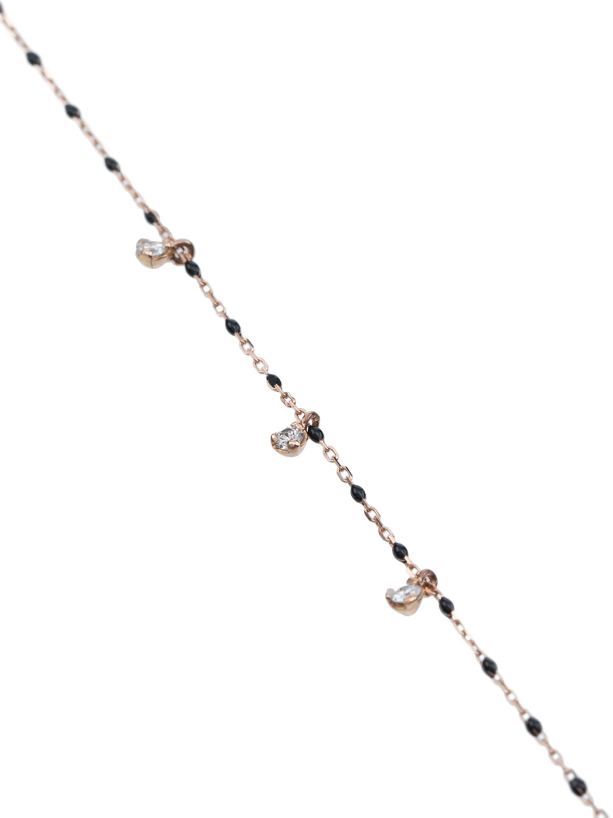 18kt gold diamond-detail beaded necklace
