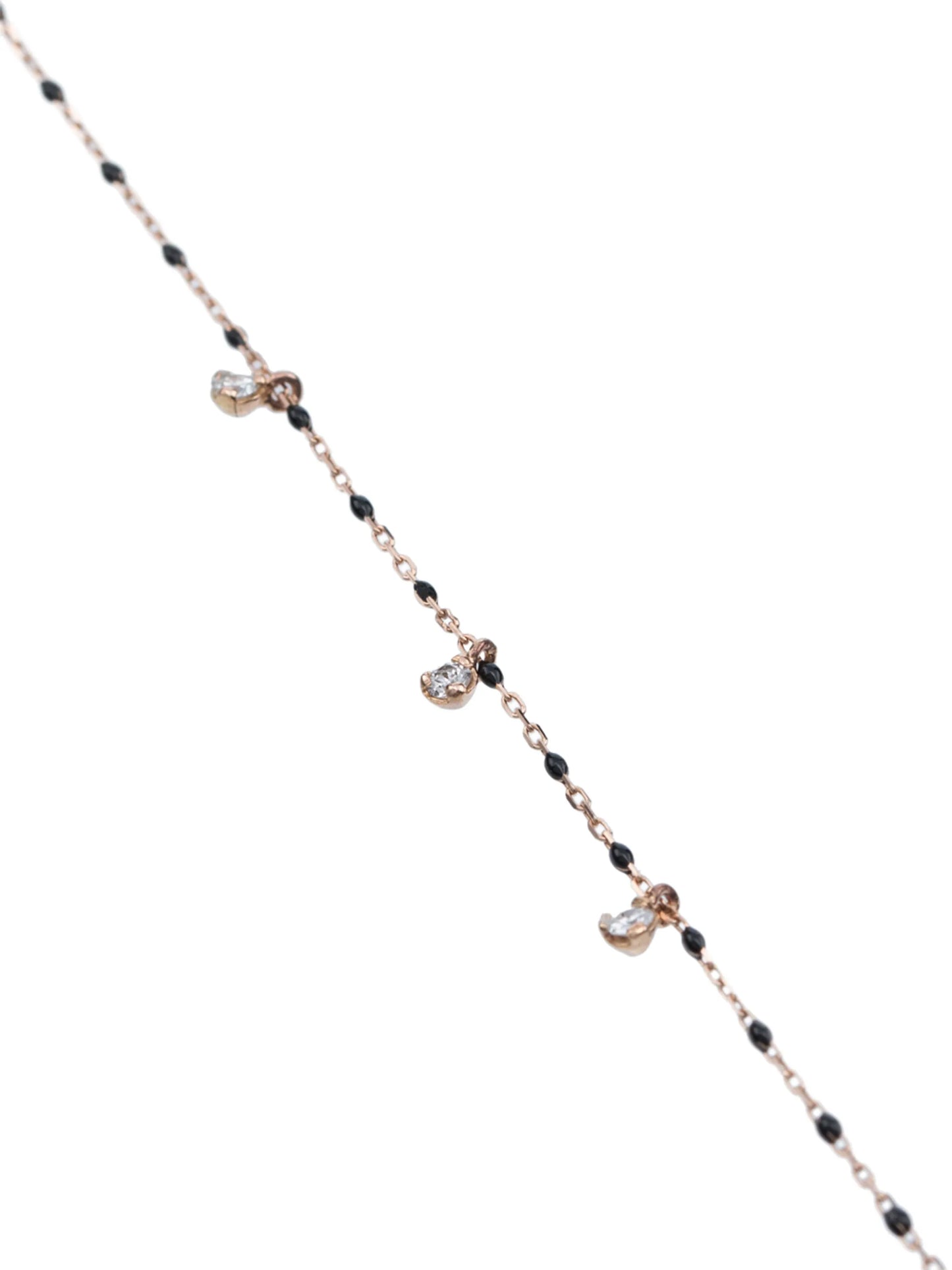 18kt gold diamond-detail beaded necklace