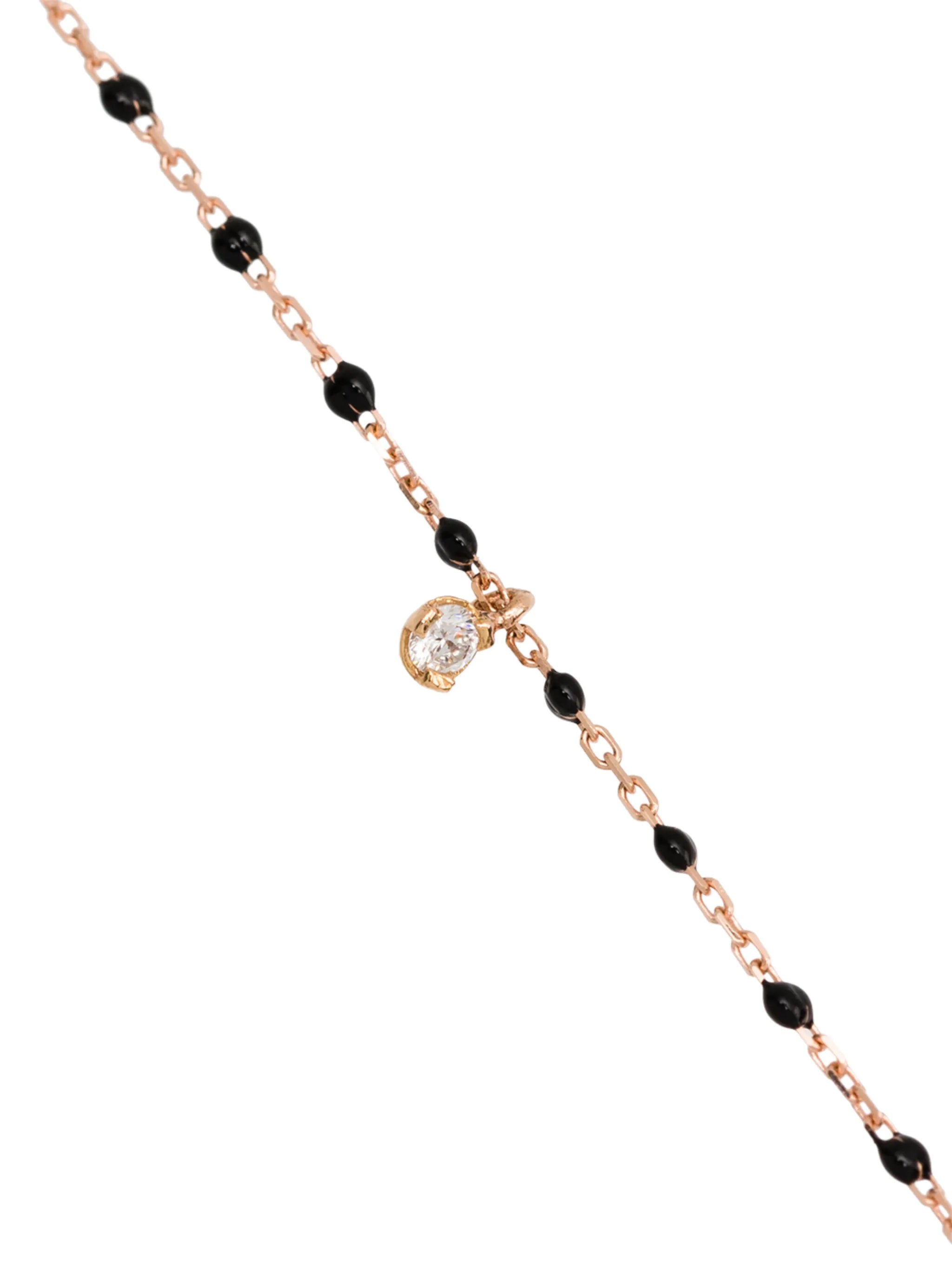18kt rose gold beaded diamond necklace