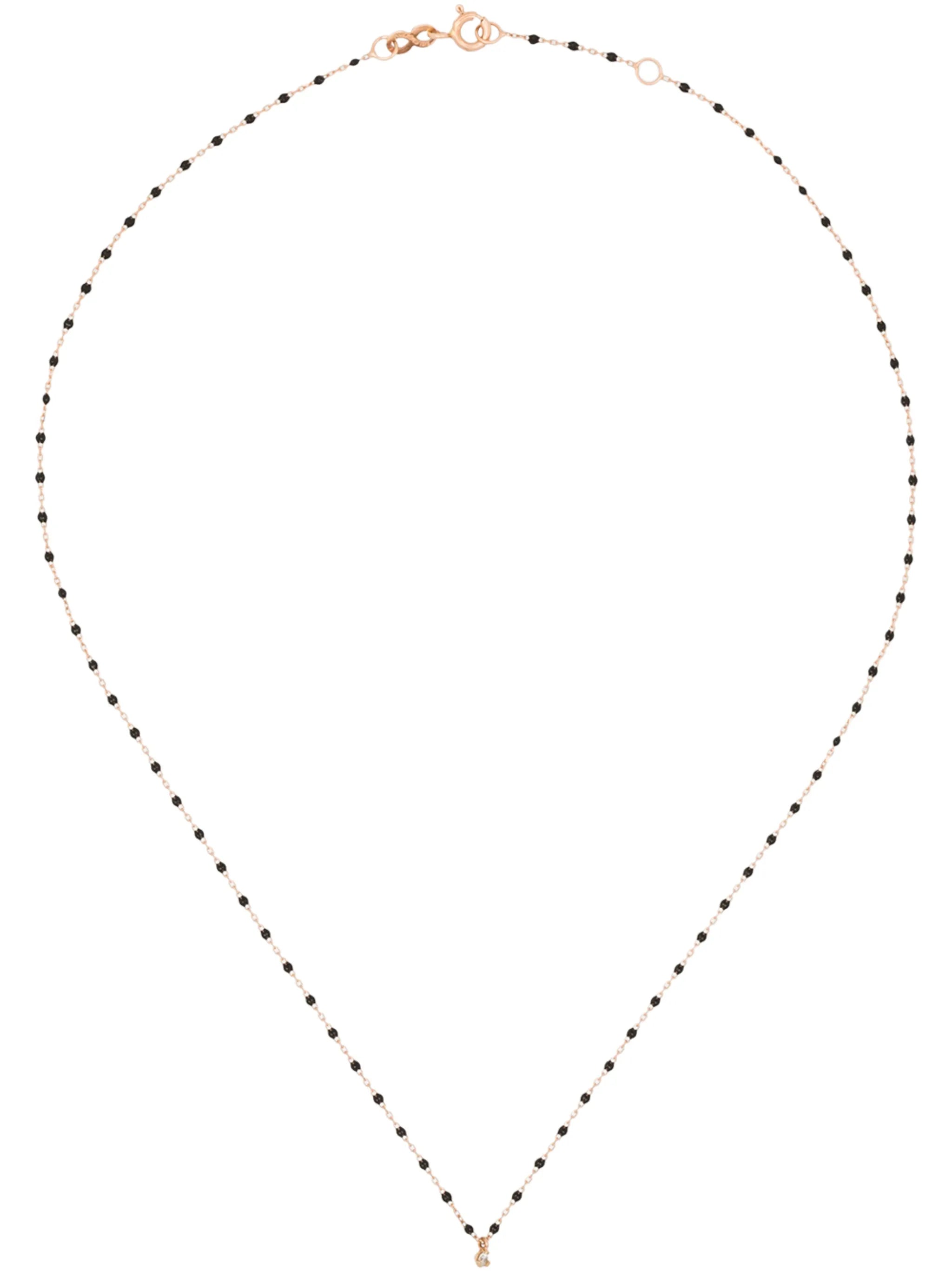 18kt rose gold beaded diamond necklace