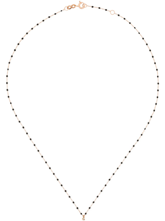 18kt rose gold beaded diamond necklace