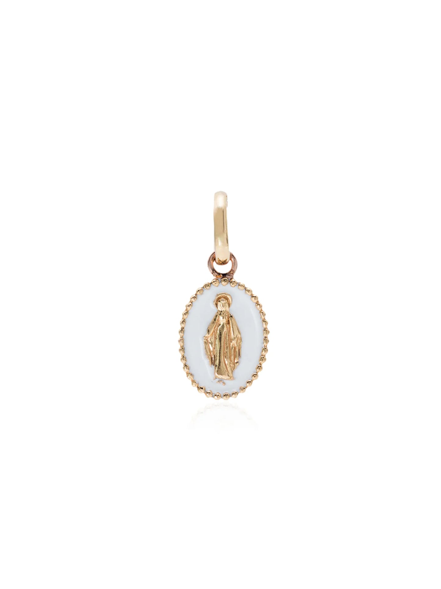 white and rose gold madonna charm
