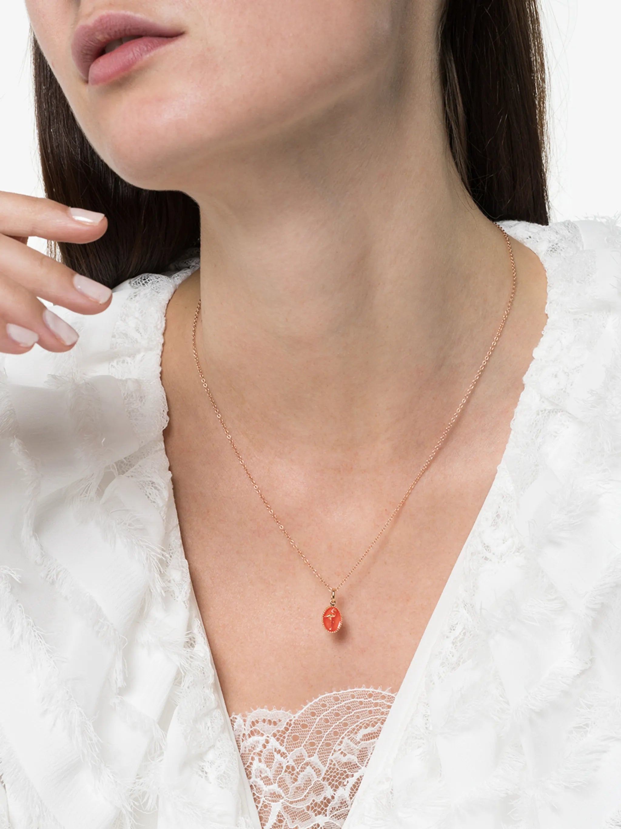 orange and rose gold flamingo charm