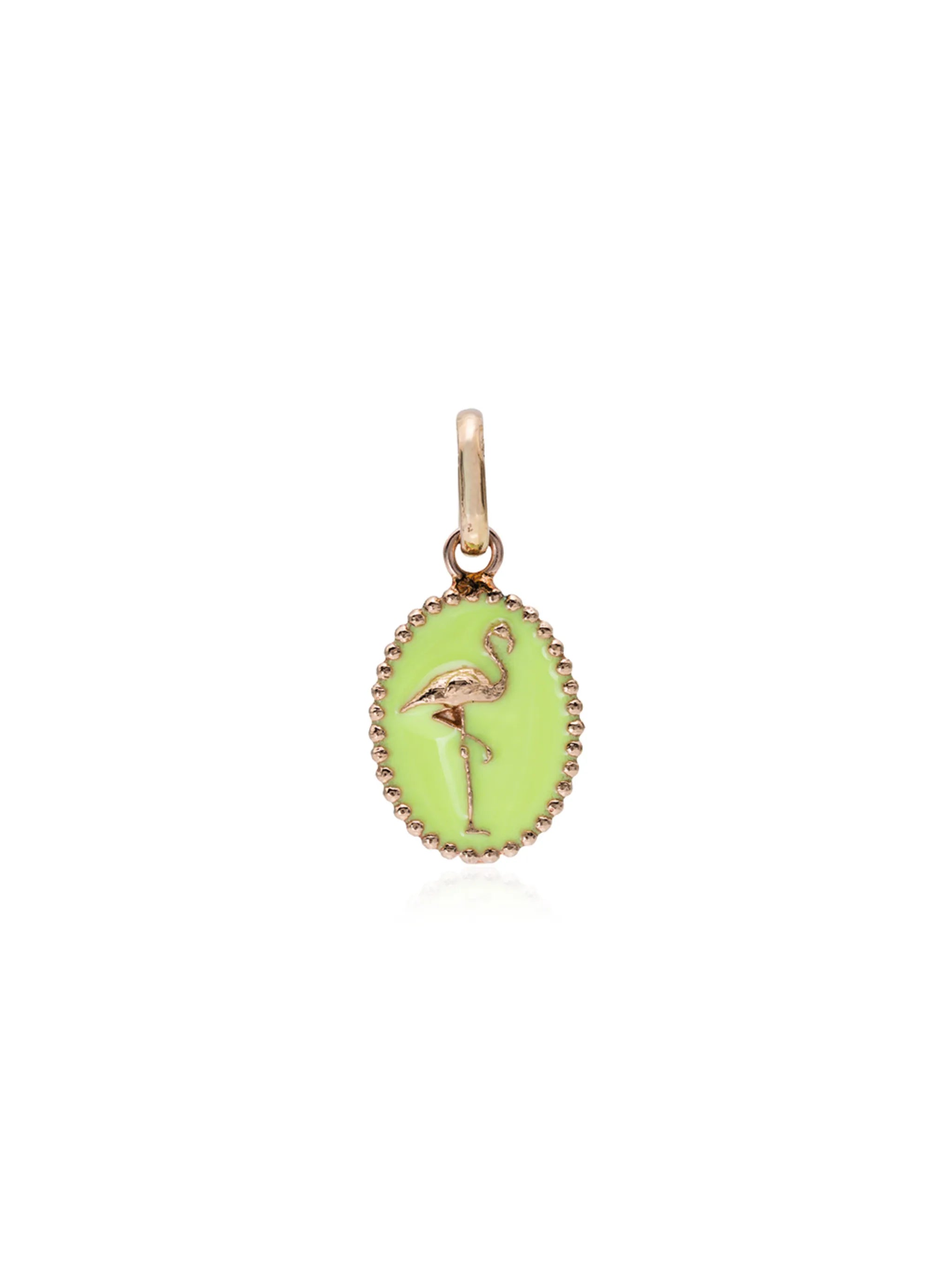 green and rose gold flamingo charm