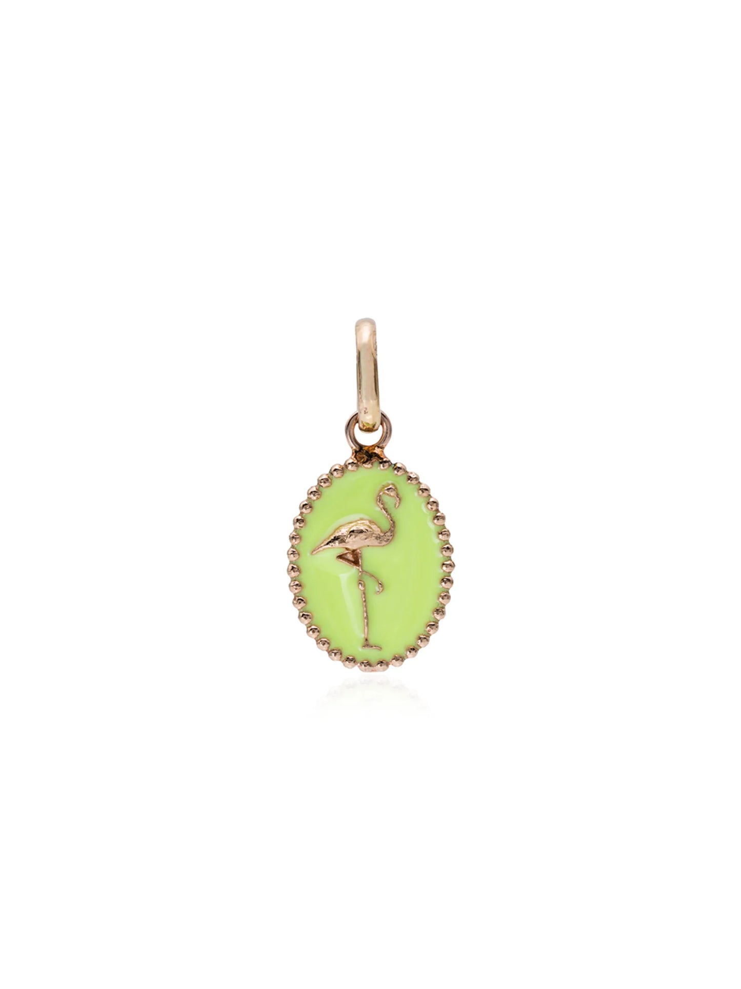 green and rose gold flamingo charm