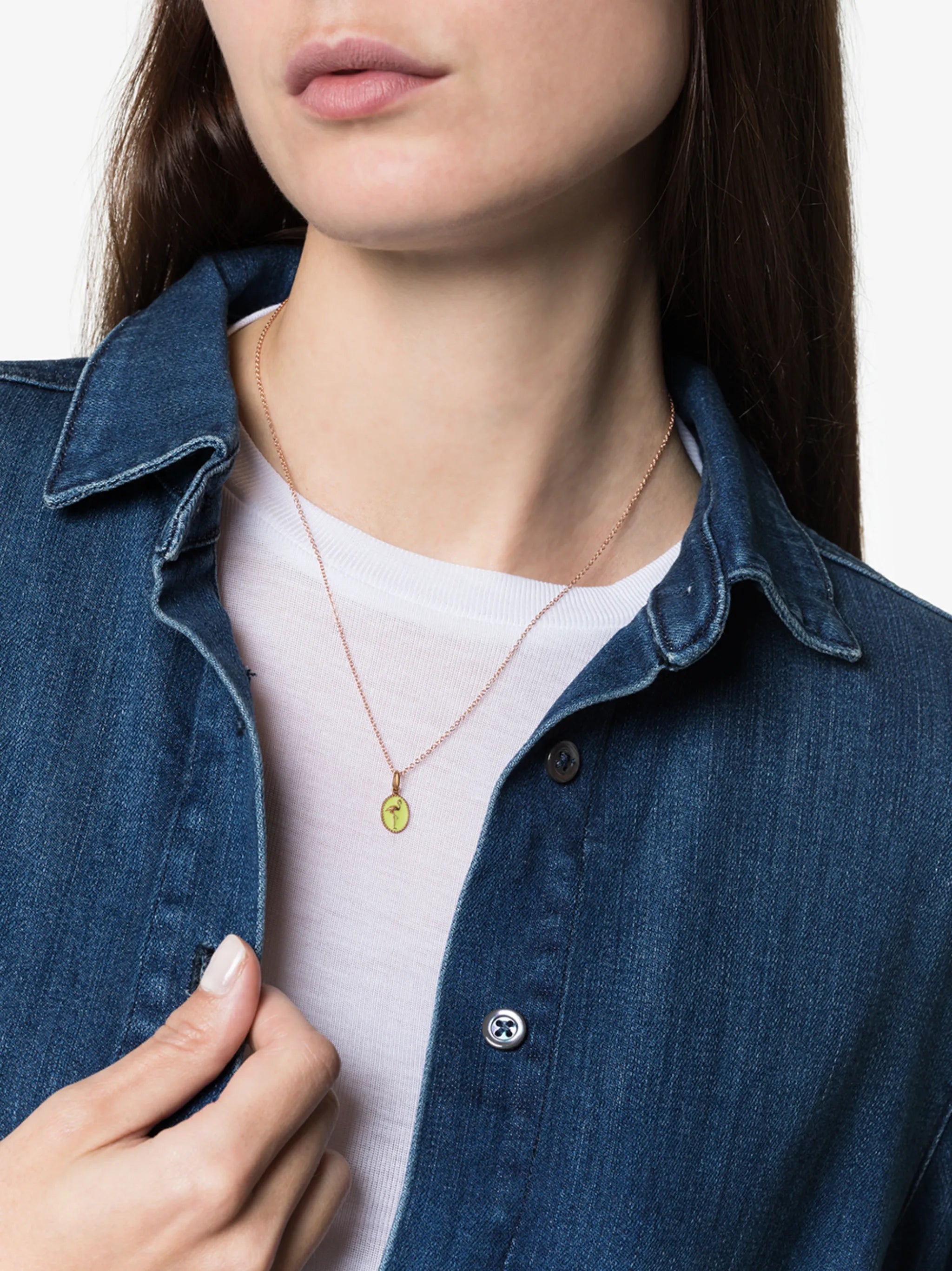 green and rose gold flamingo charm