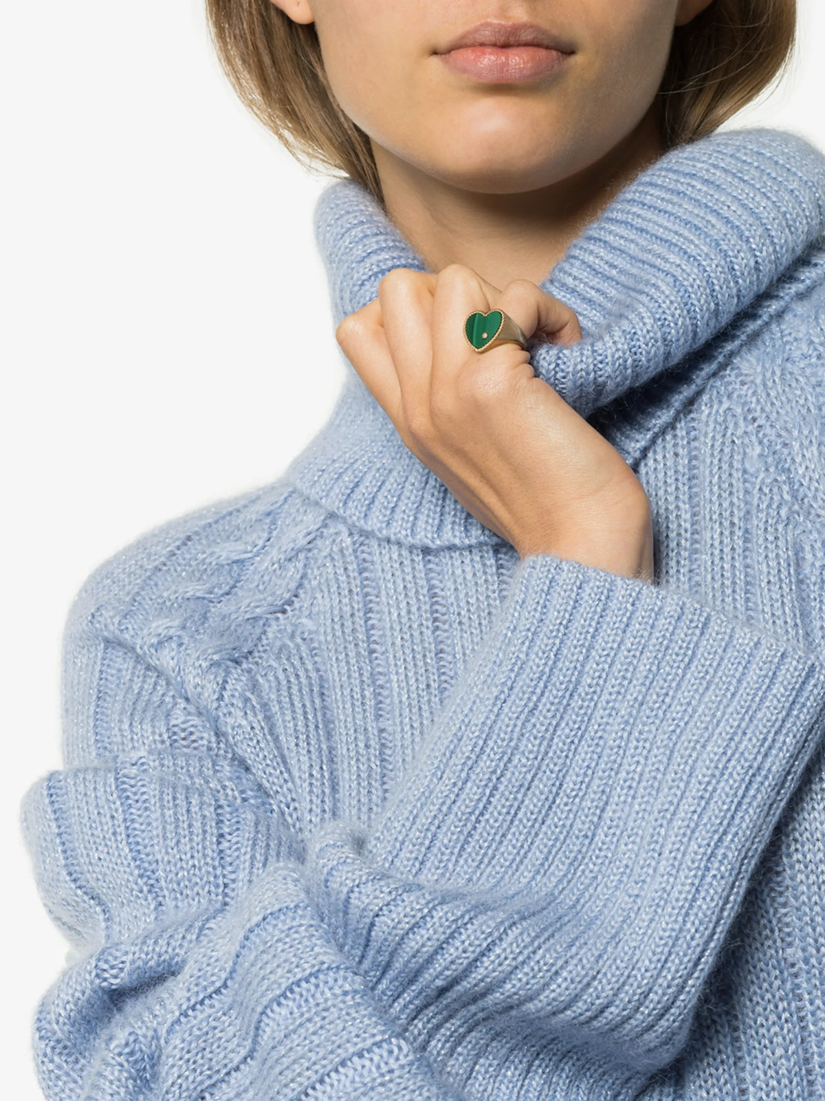 malachite heart signet ring in yellow gold