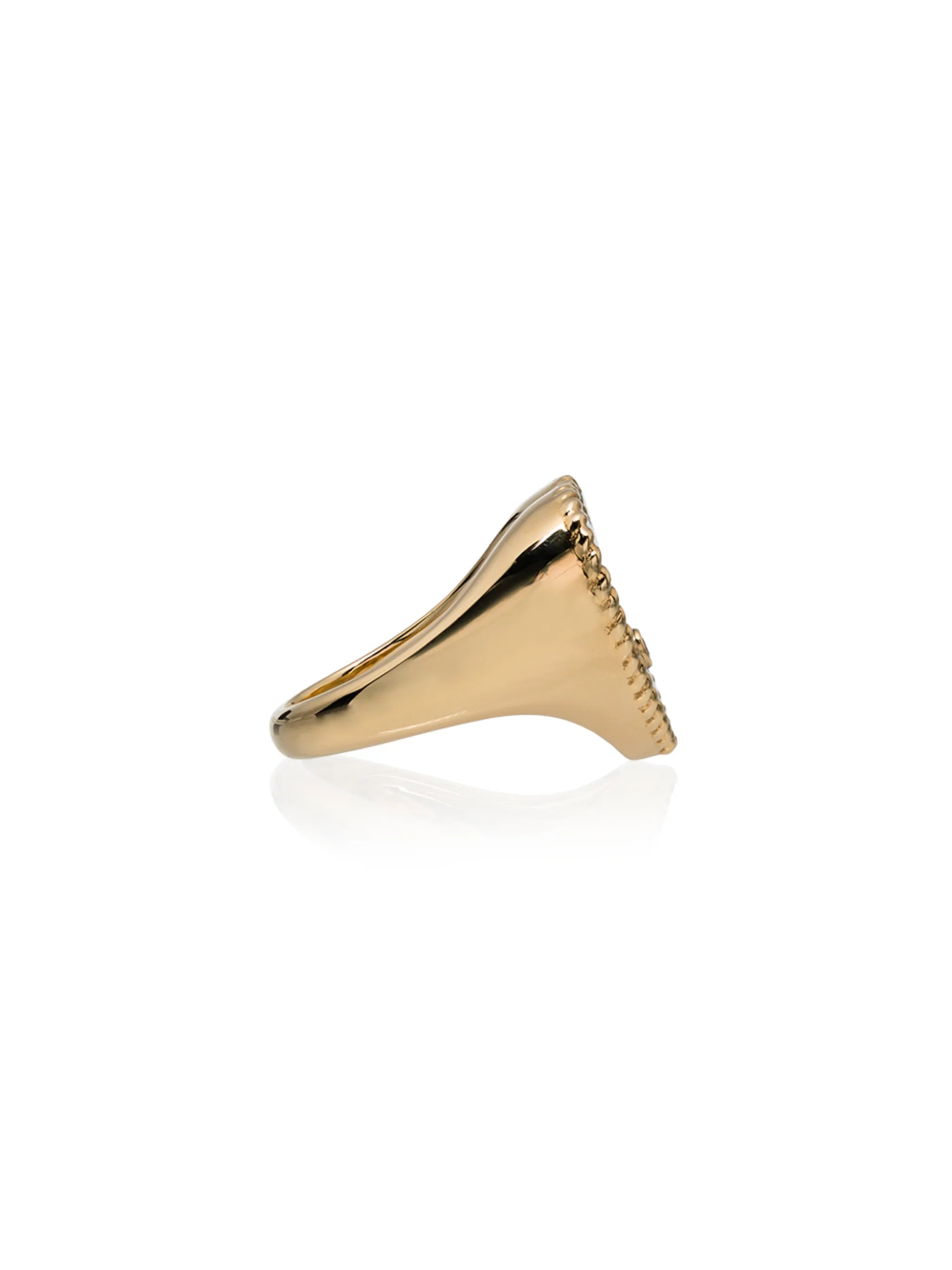 malachite heart signet ring in yellow gold