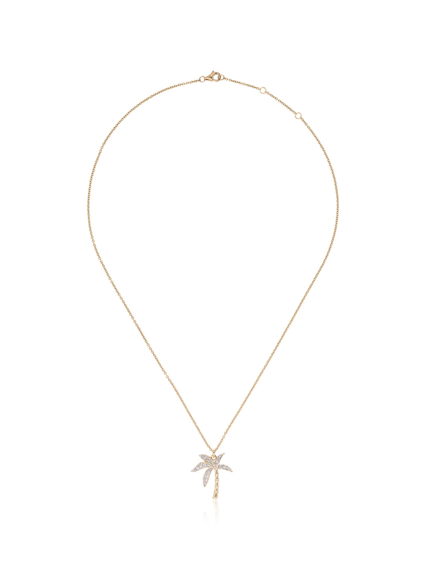 18kt yellow gold and diamond palm tree necklace