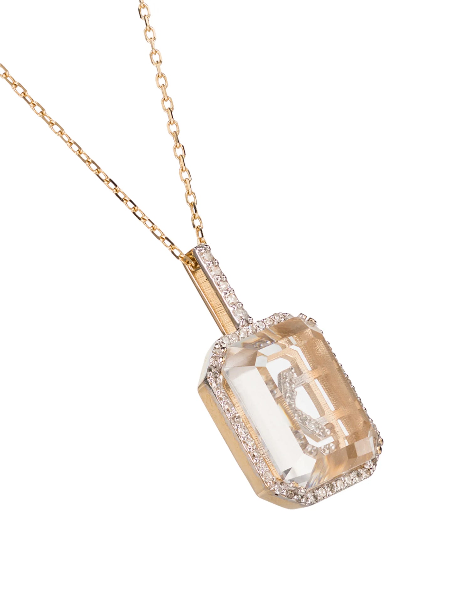 crystal frame initial necklace