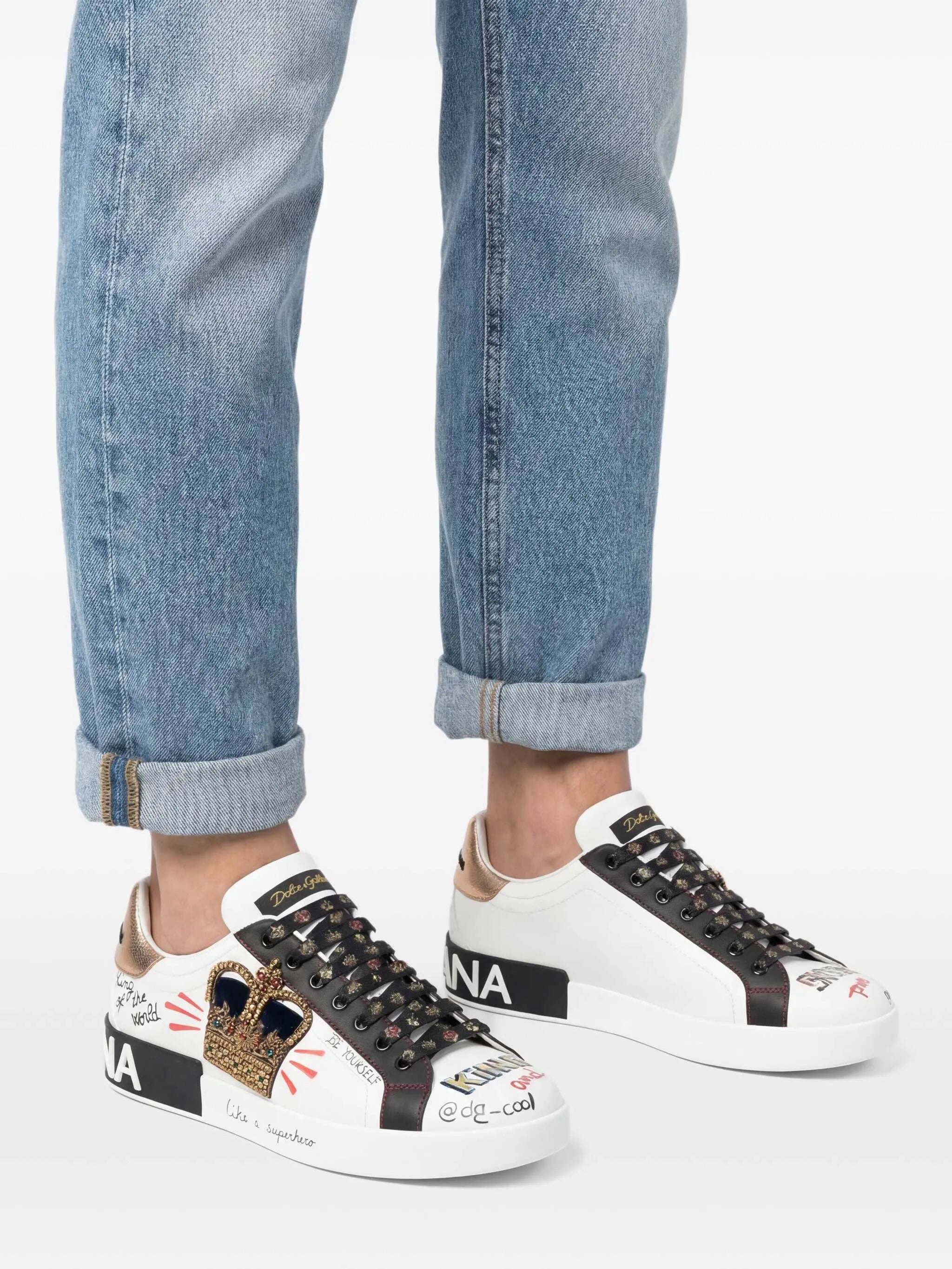Portofino patch-detail leather sneakers