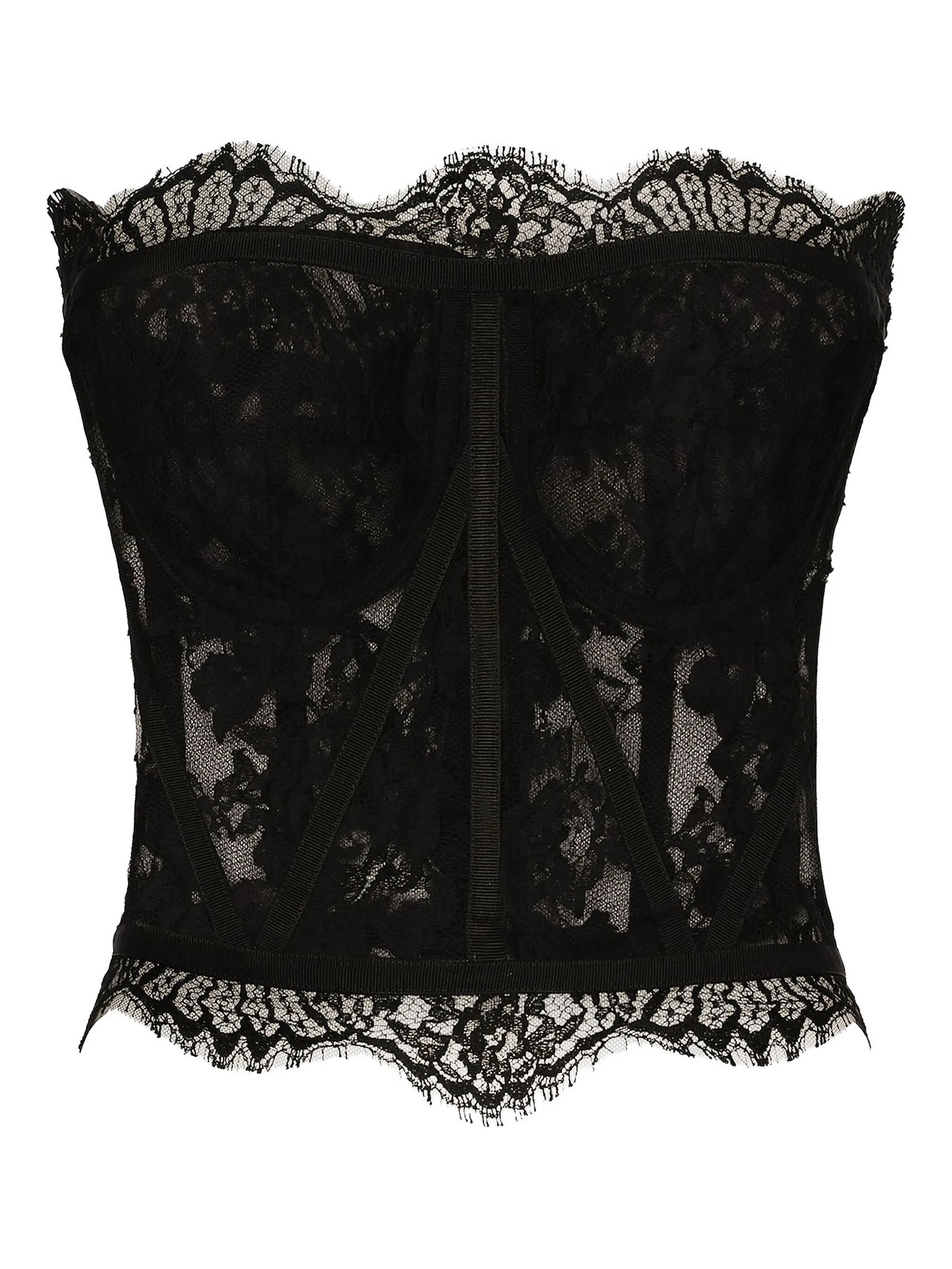 scalloped lace-trim top