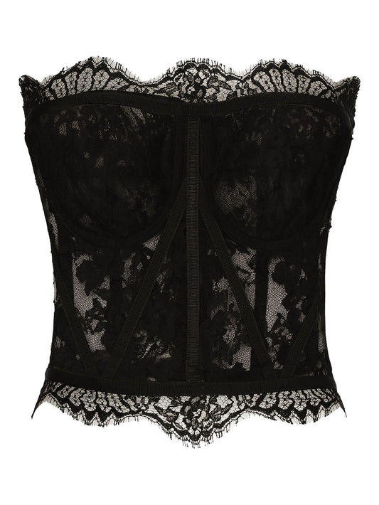 scalloped lace-trim top