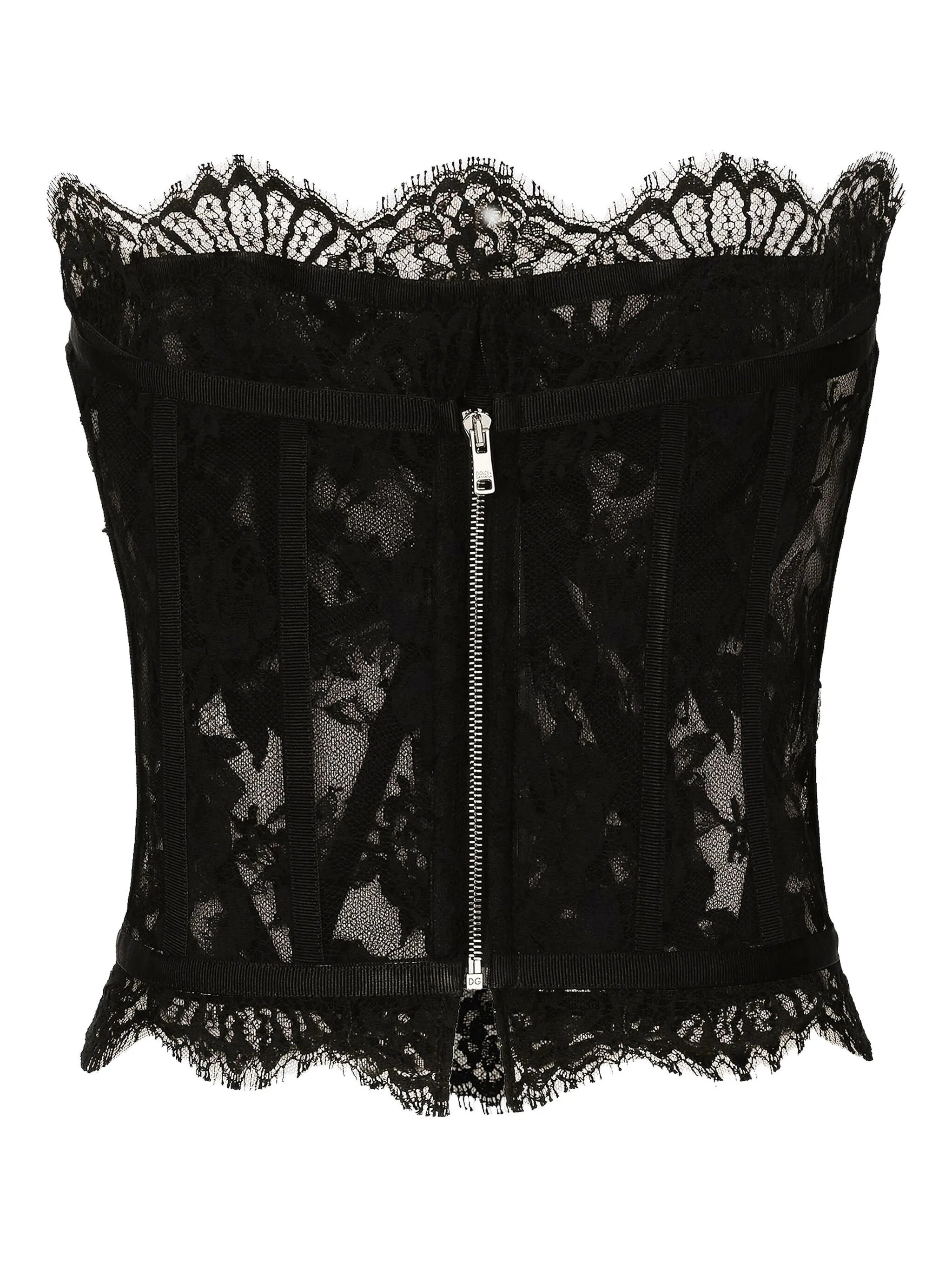 scalloped lace-trim top