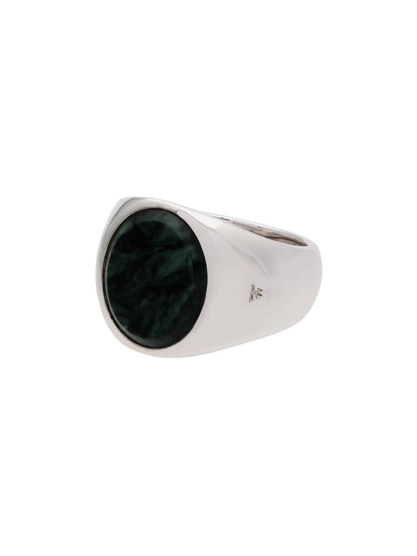 metallic oval green marble sterling silver ring