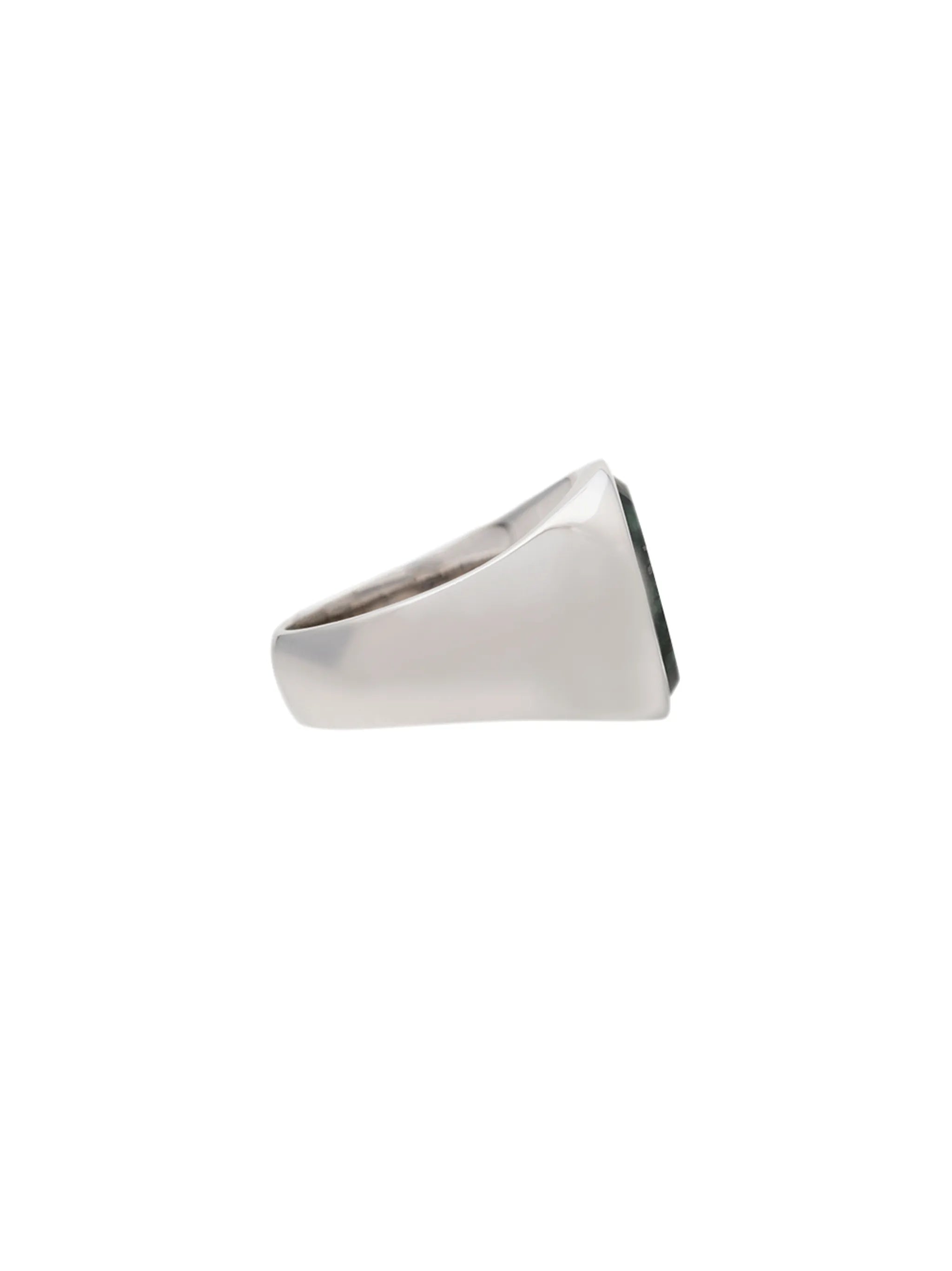 metallic oval green marble sterling silver ring
