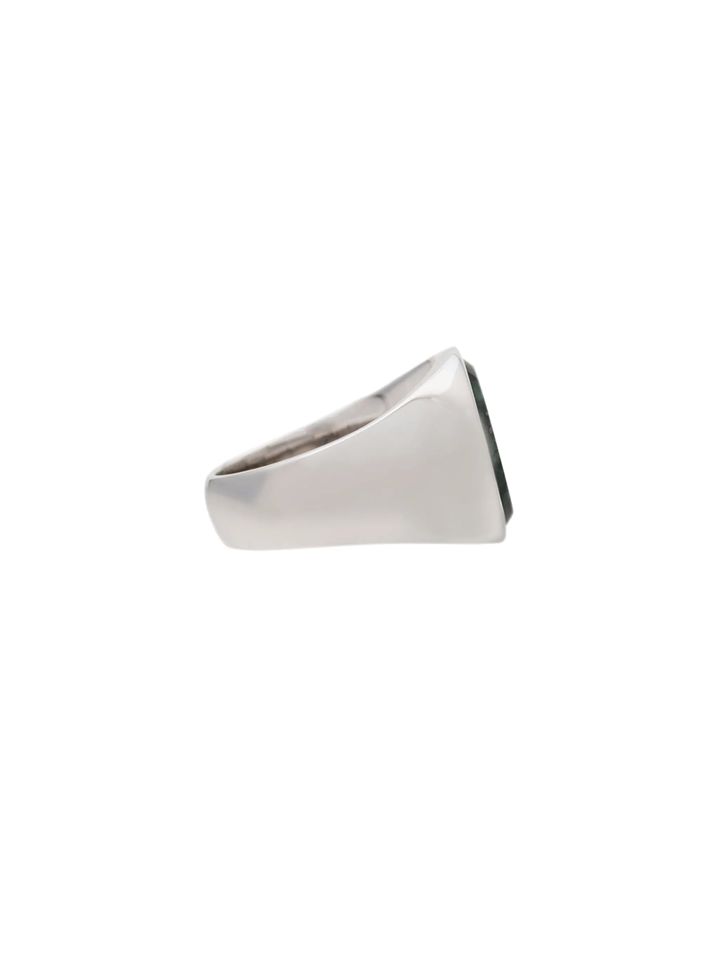 metallic oval green marble sterling silver ring