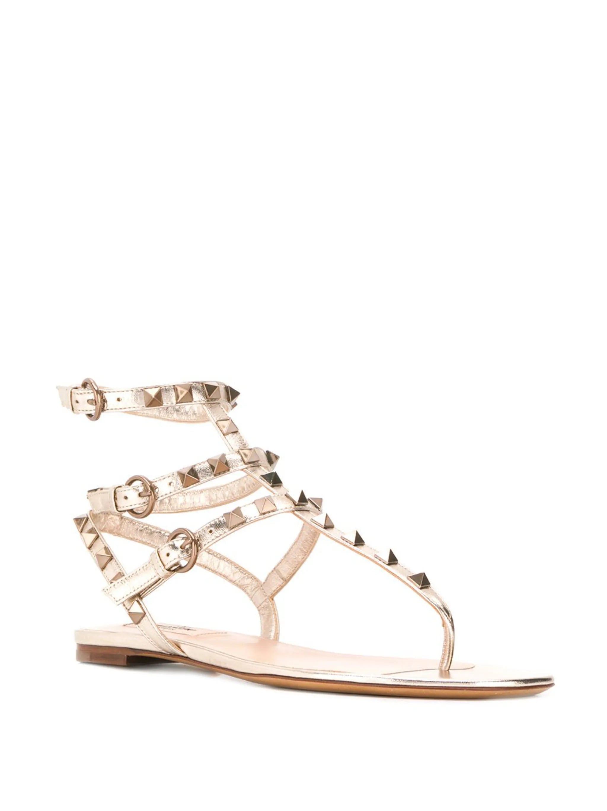 Rockstud metallic sandals