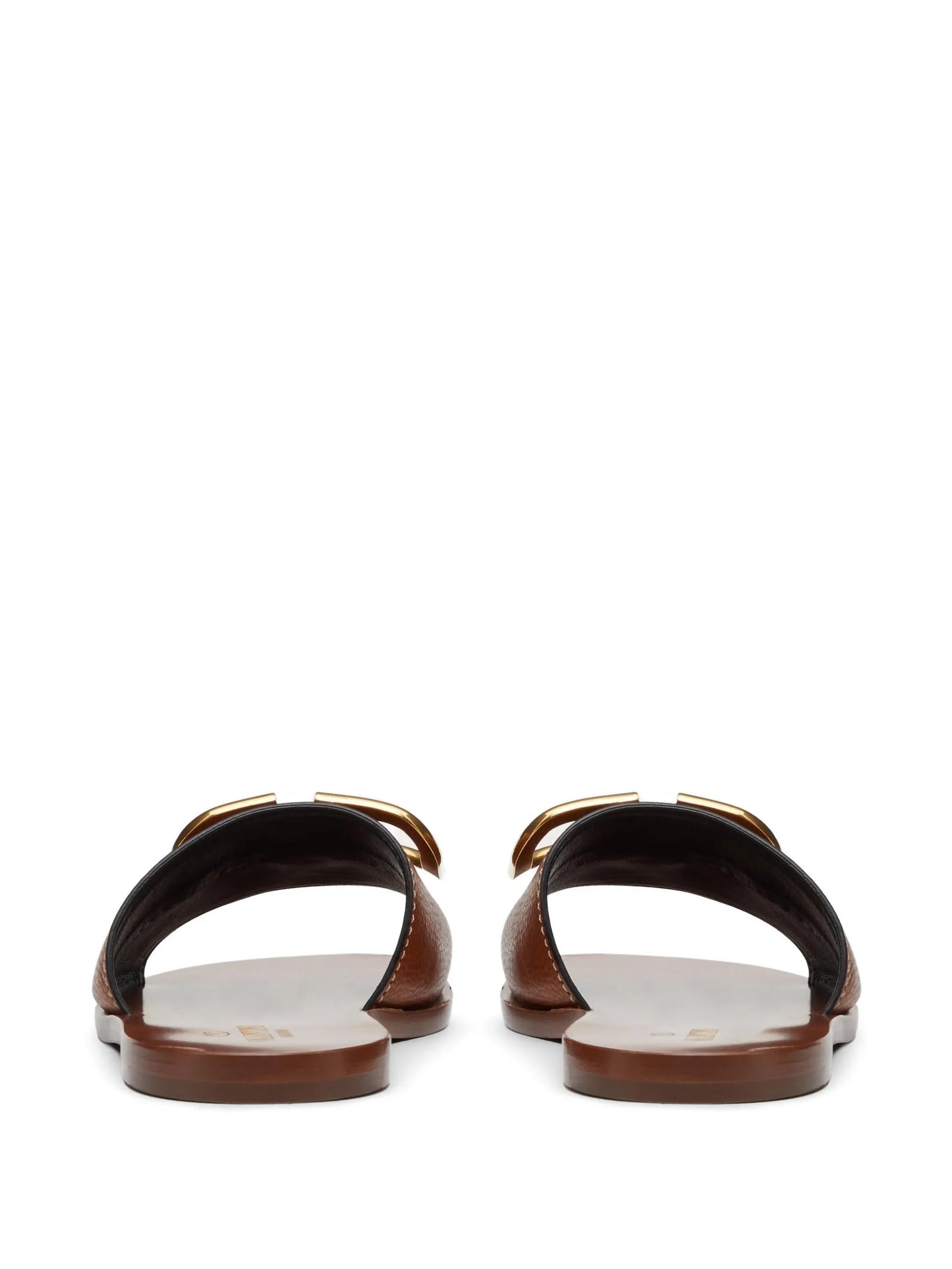 VLogo Signature slide sandals in grainy cowhide with accessory
