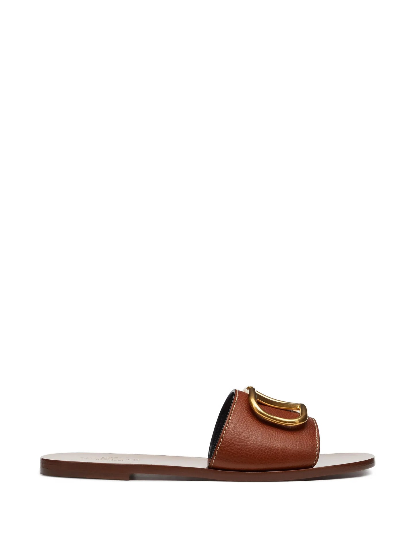 VLogo Signature slide sandals in grainy cowhide with accessory