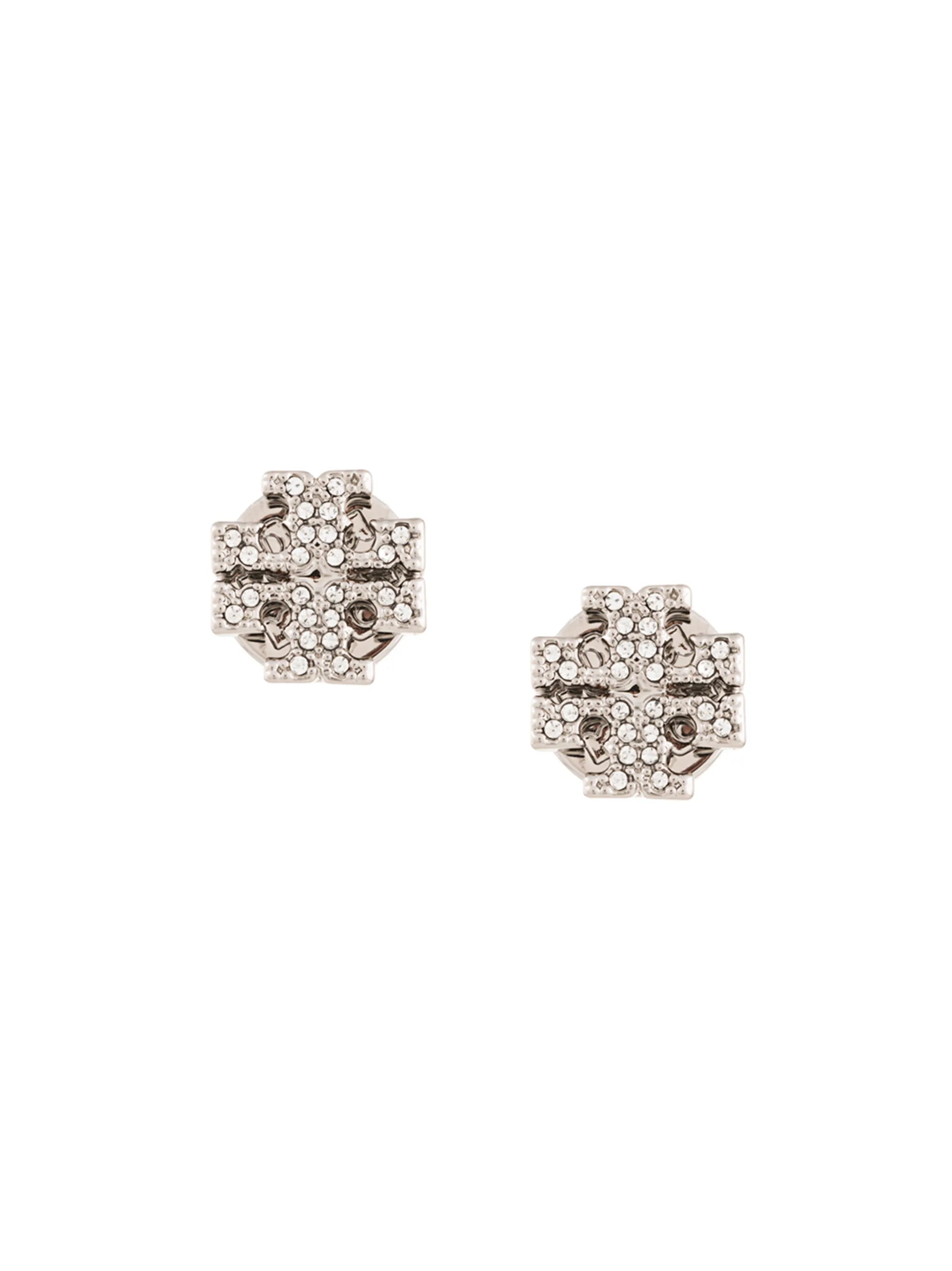 crystal-embellished logo earrings