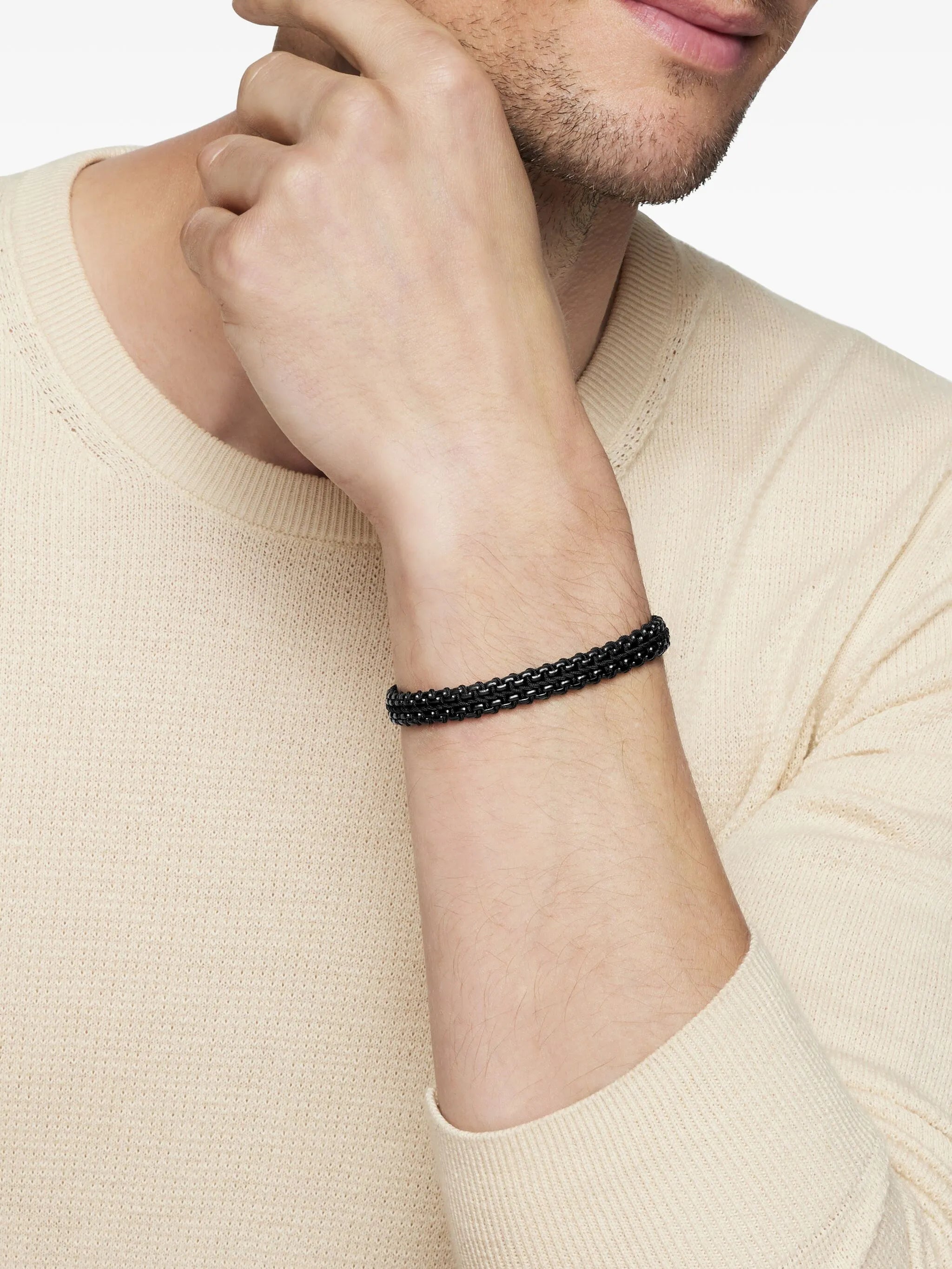 sterling silver Woven Box Chain bracelet (10mm)