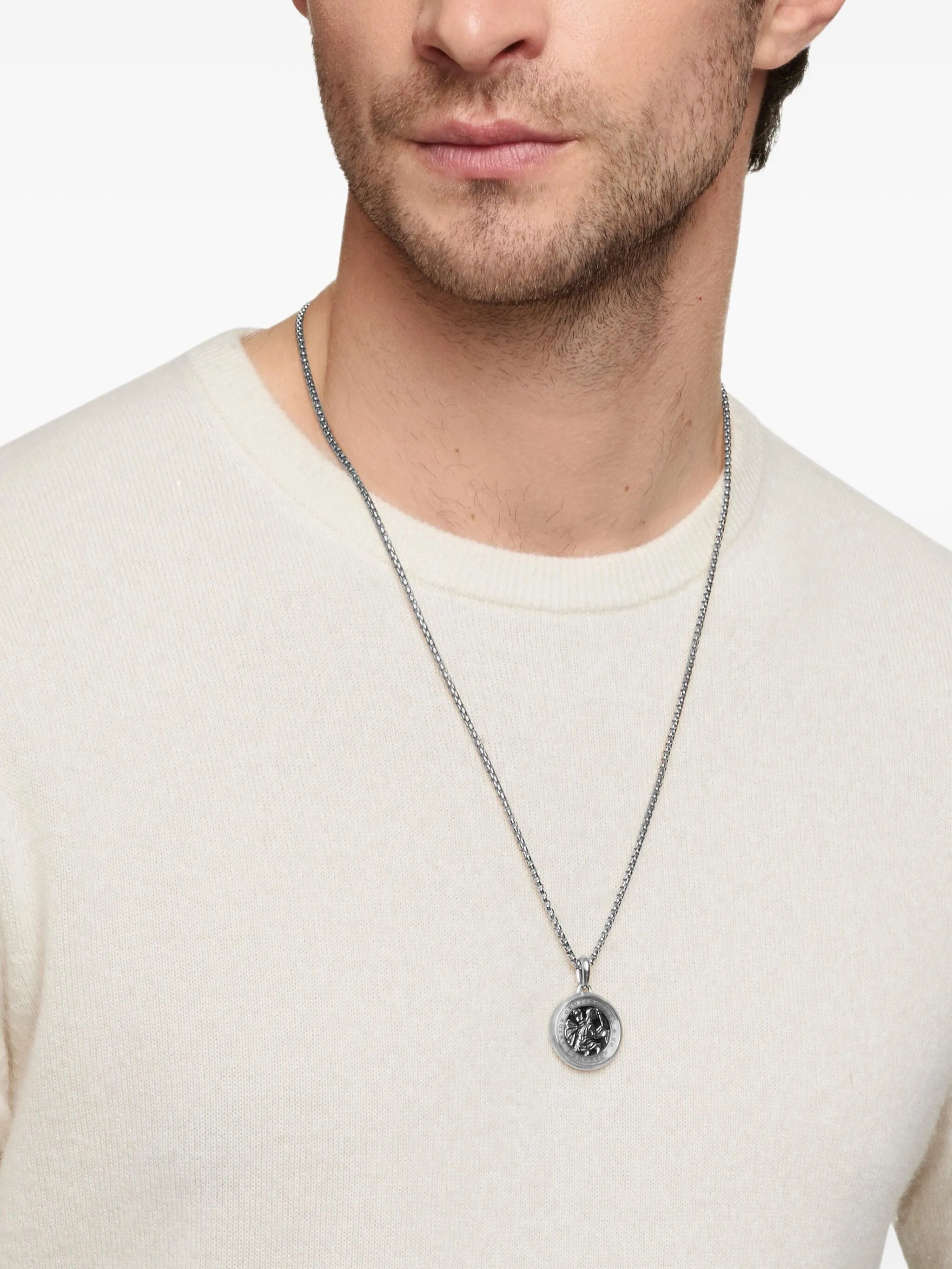 sterling silver St. Christopher amulet (34.5mm)