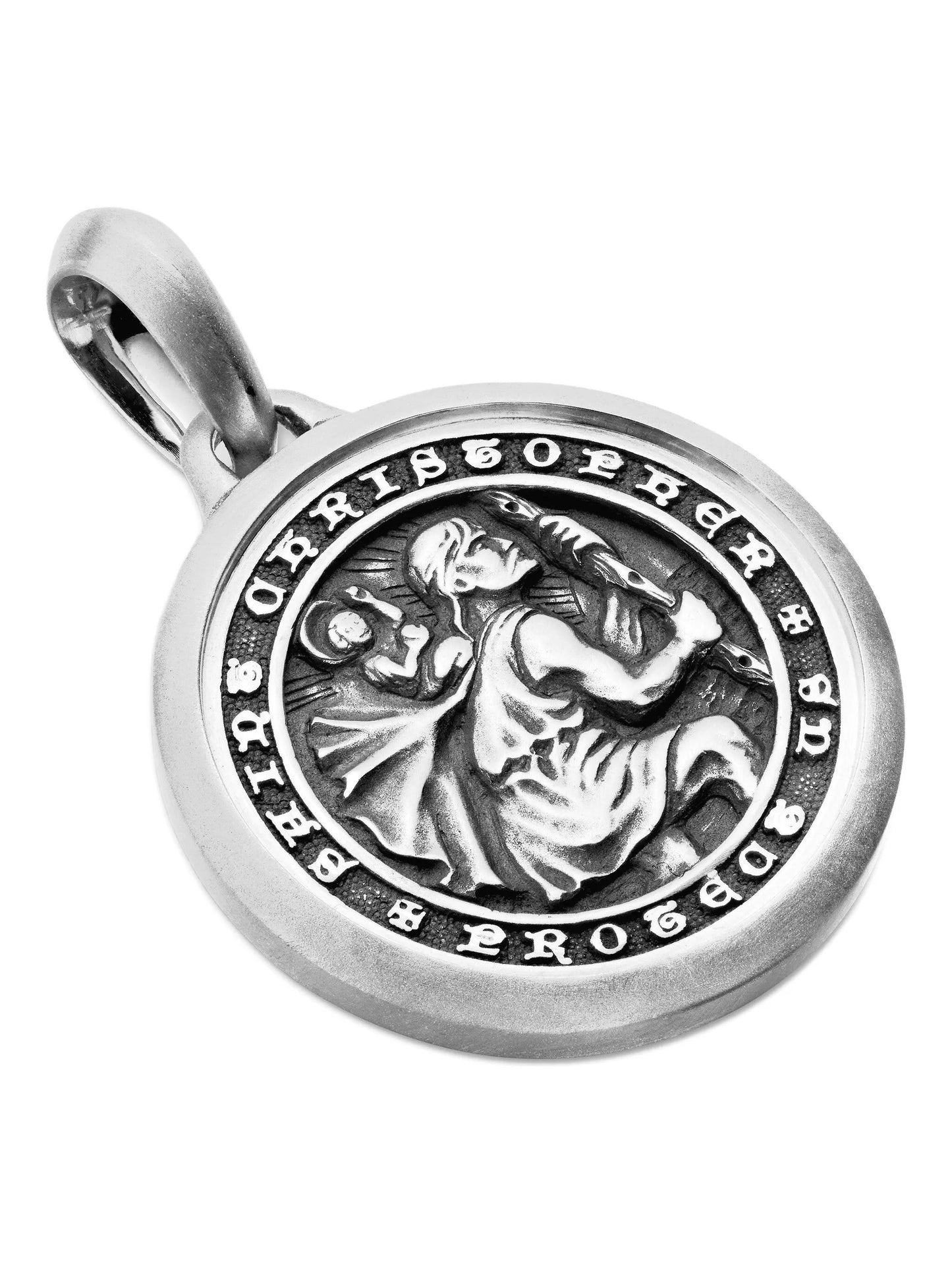 sterling silver St. Christopher amulet (34.5mm)