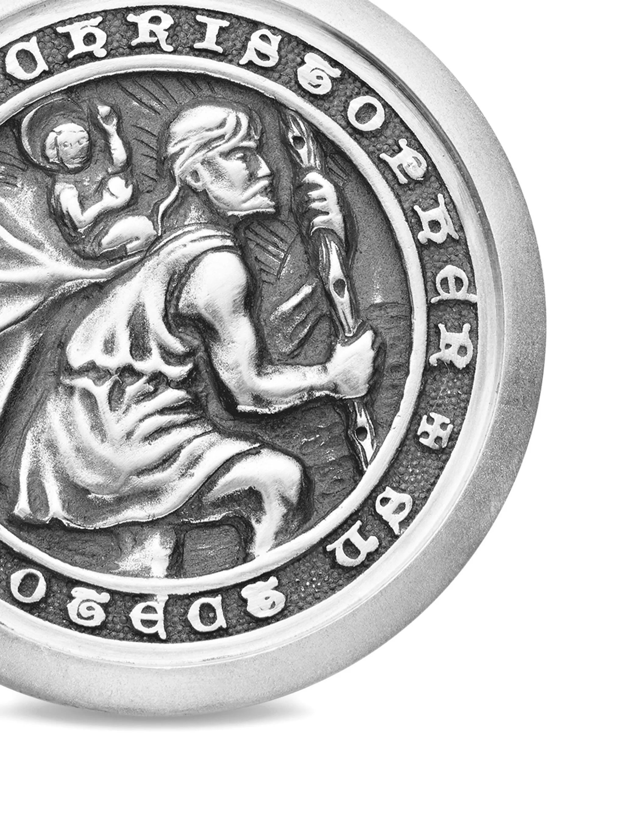 sterling silver St. Christopher amulet (34.5mm)
