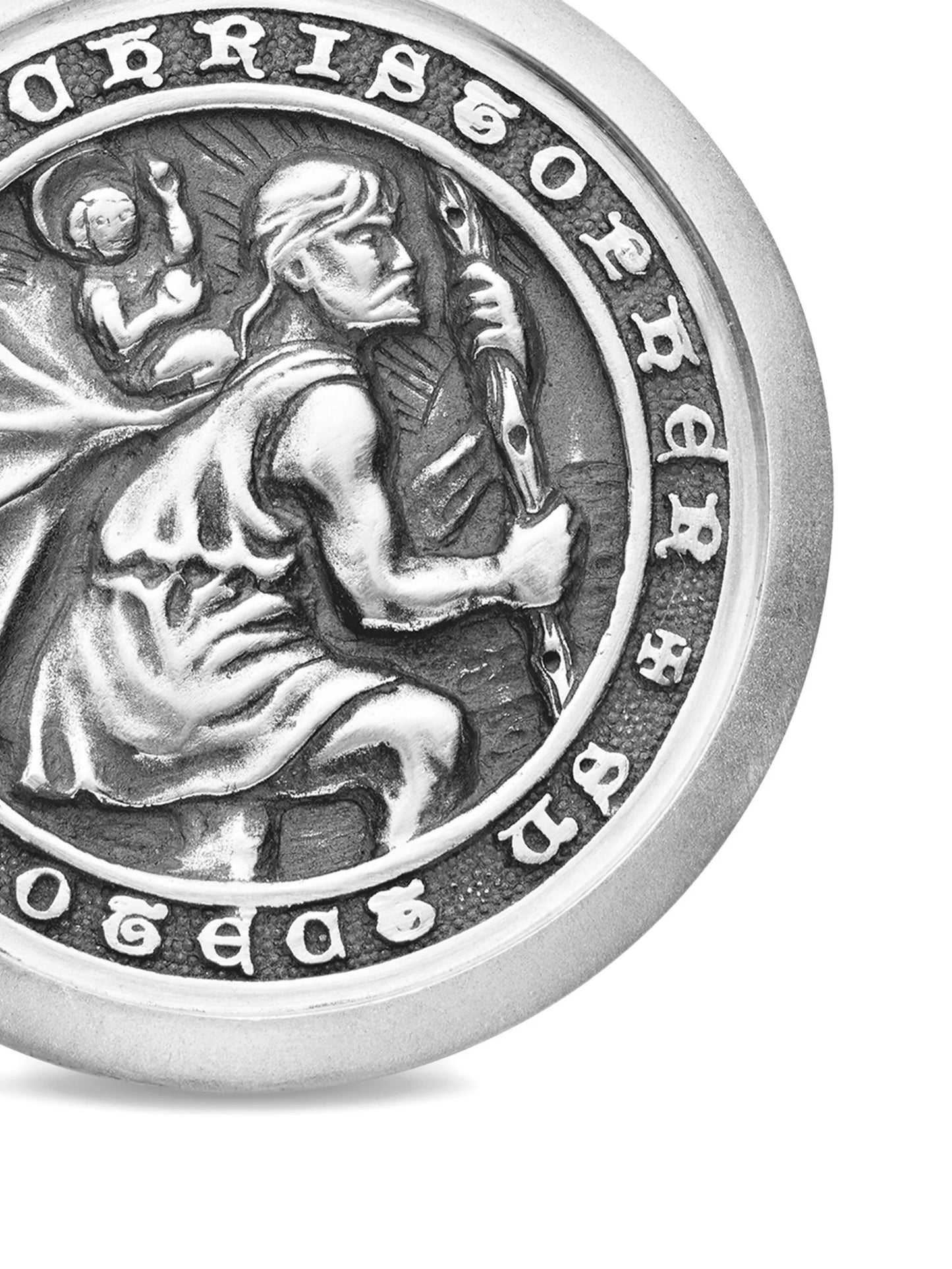sterling silver St. Christopher amulet (34.5mm)